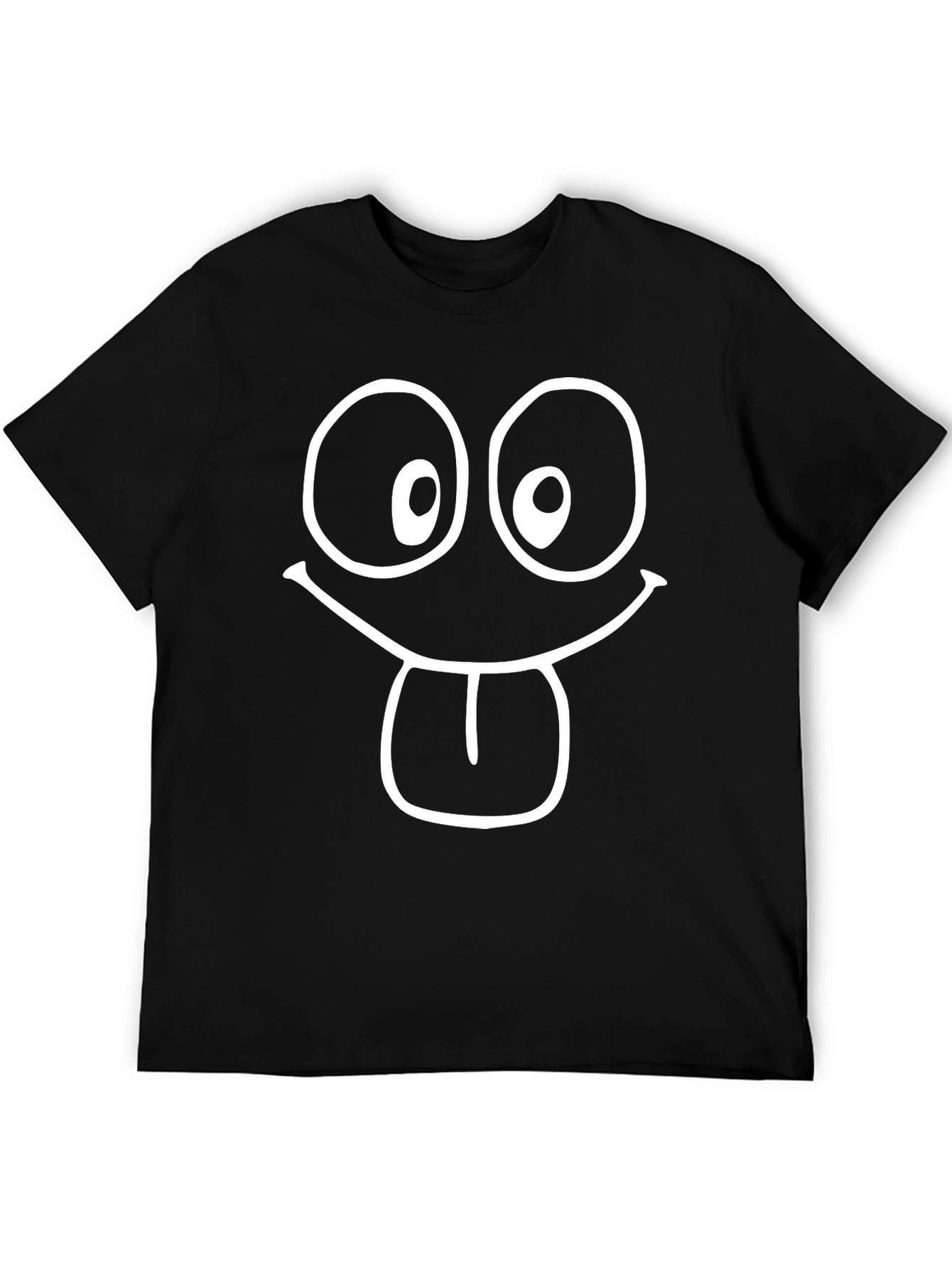 Funny Face Graphic Tee - Black Cotton T-Shirt