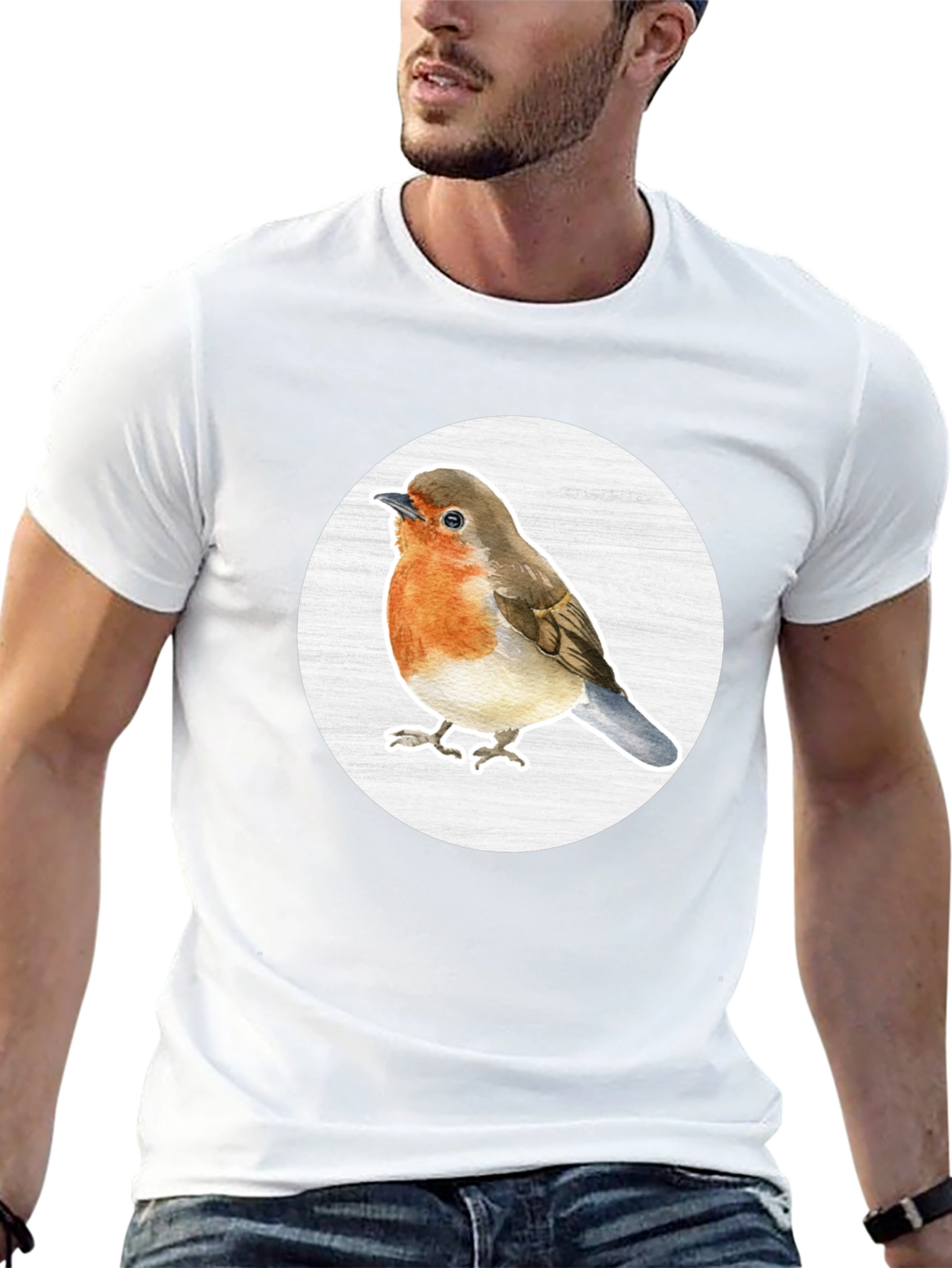 Robin Bird T-Shirt - Black Cotton Blend Tee