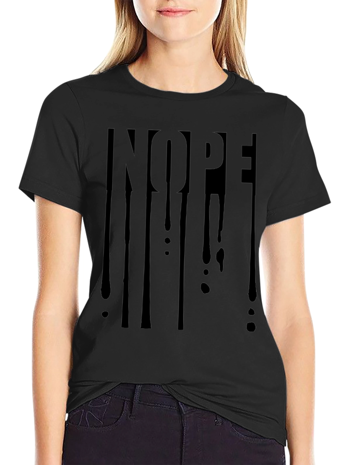 Mens Black Nope! Graphic Print T-Shirt
