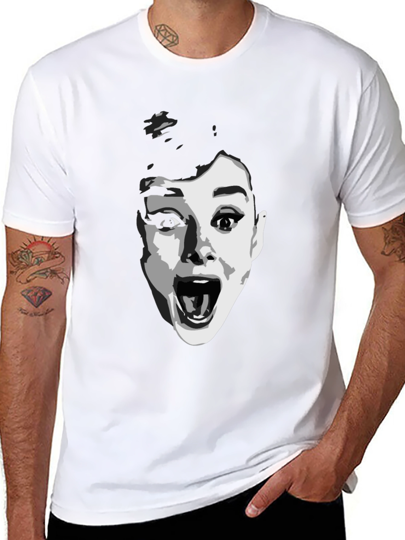 Audrey Hepburn Screaming Graphic T-Shirt