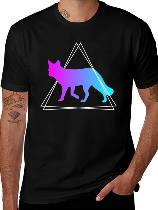 Gradient Fox Graphic Tee - Black T-Shirt