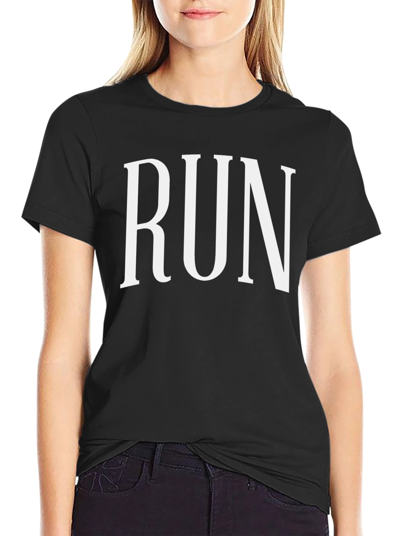 RUN Graphic Tee - Black Cotton Casual Shirt