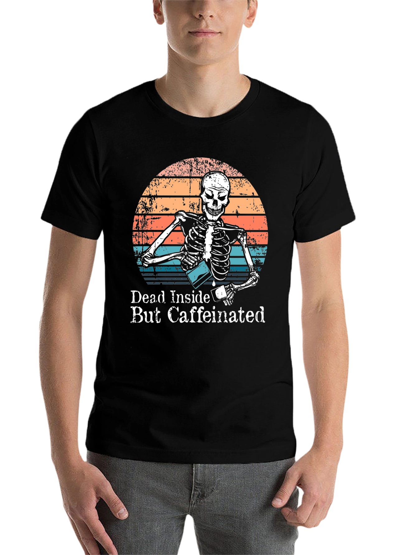 Dead Inside But Caffeinated Skeleton Graphic Tee