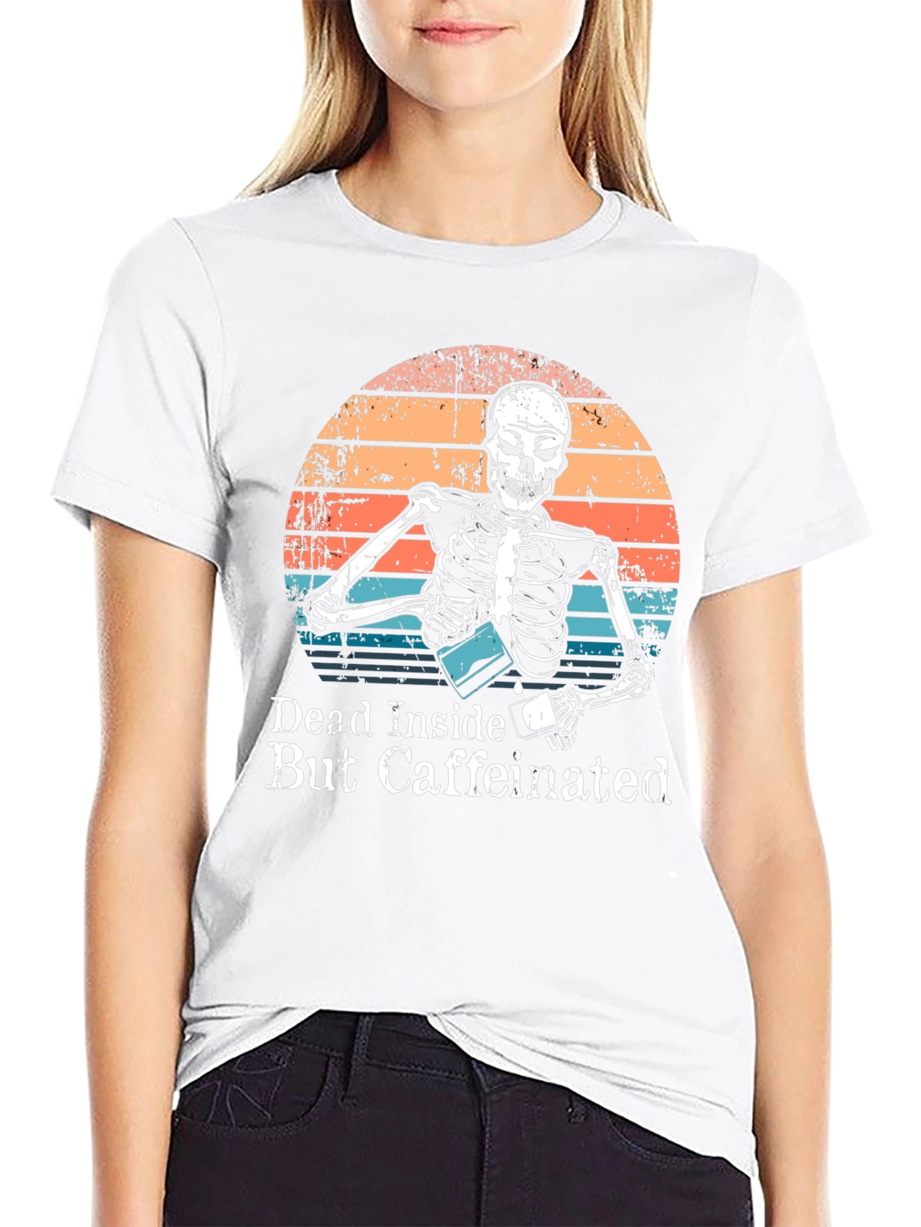 Dead Inside But Caffeinated Skeleton Graphic Tee
