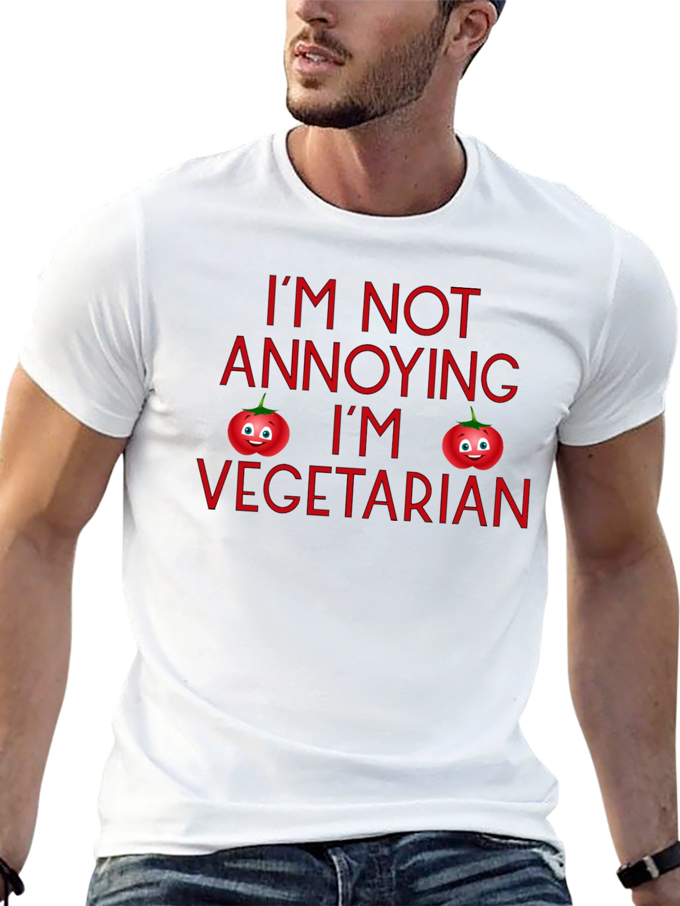 Funny Vegetarian Tomato Graphic Black T-Shirt