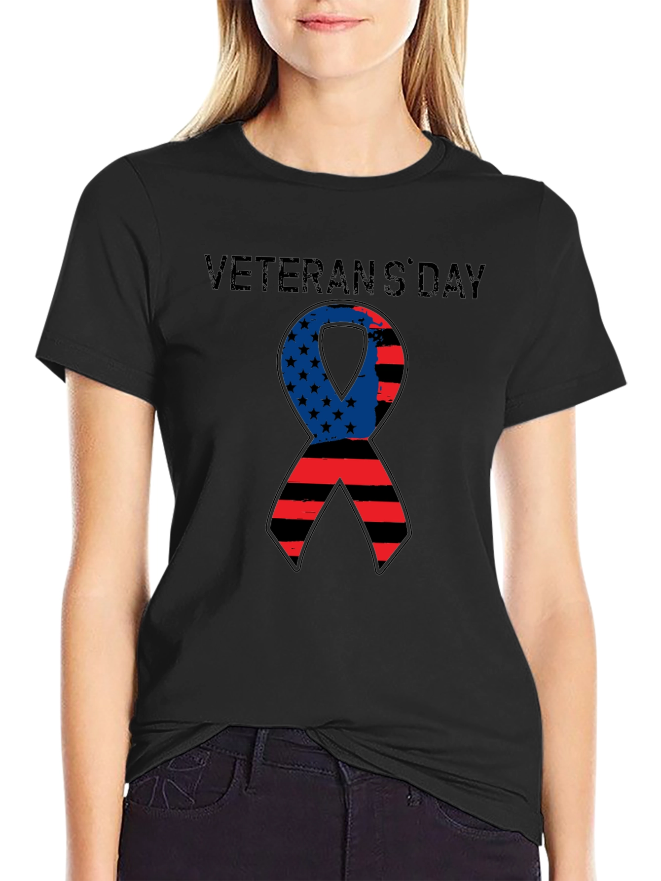 Veterans Day Ribbon T-Shirt - Patriotic Apparel