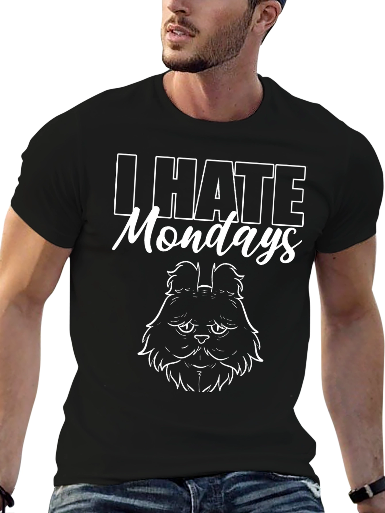I Hate Mondays Cat T-Shirt - Black