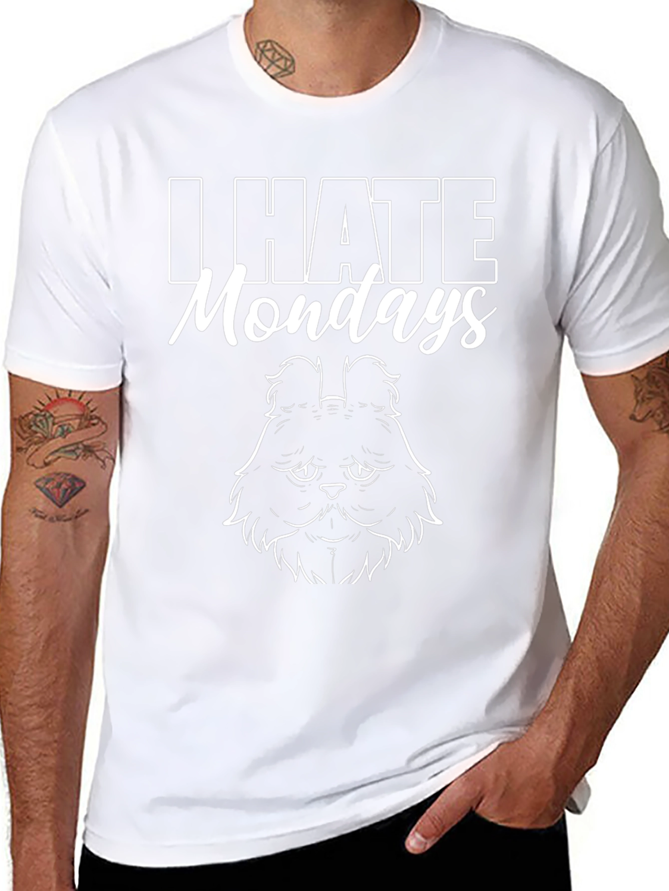 I Hate Mondays Cat T-Shirt - Black