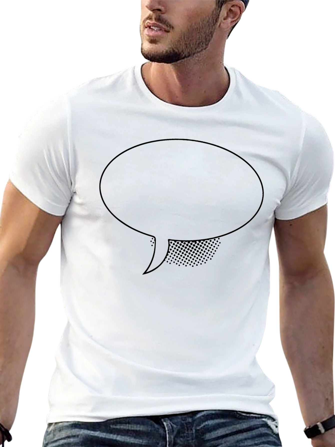 Statement T-Shirt - Black with Speech Bubble Design
