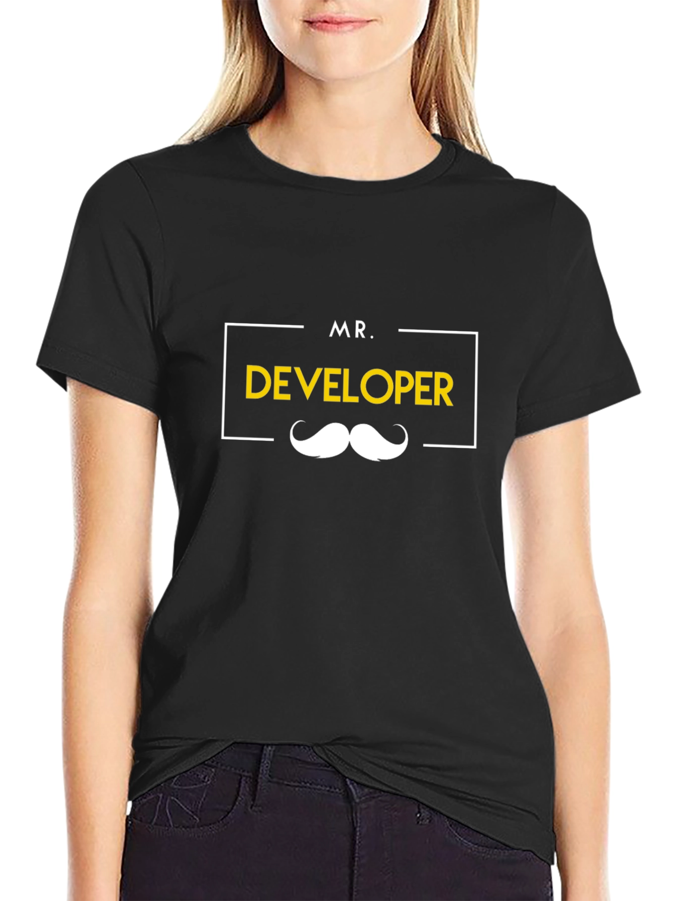 Mr. Developer Graphic Tee - Black Cotton T-Shirt
