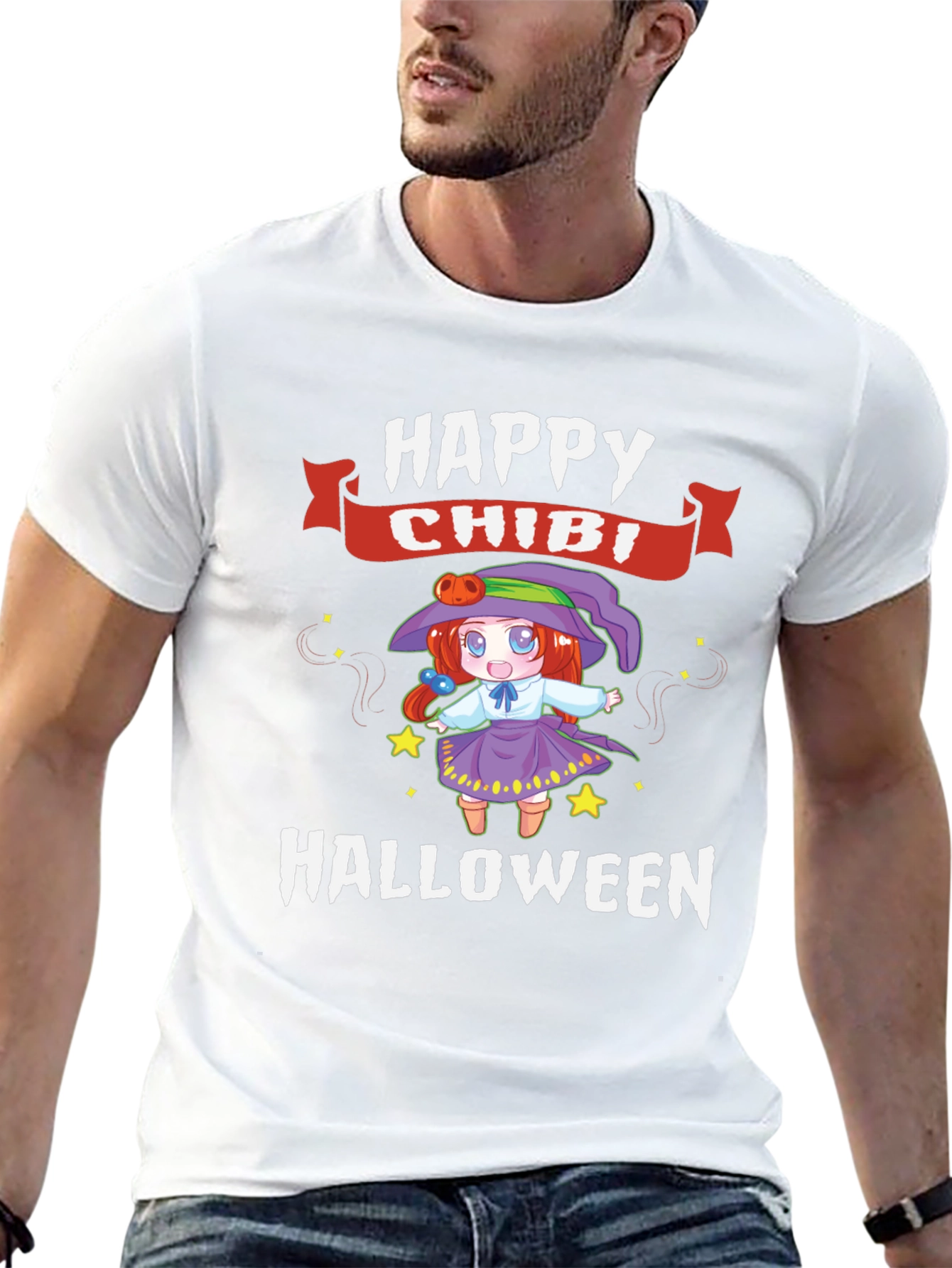 Happy Chibi Halloween Black Graphic Tee