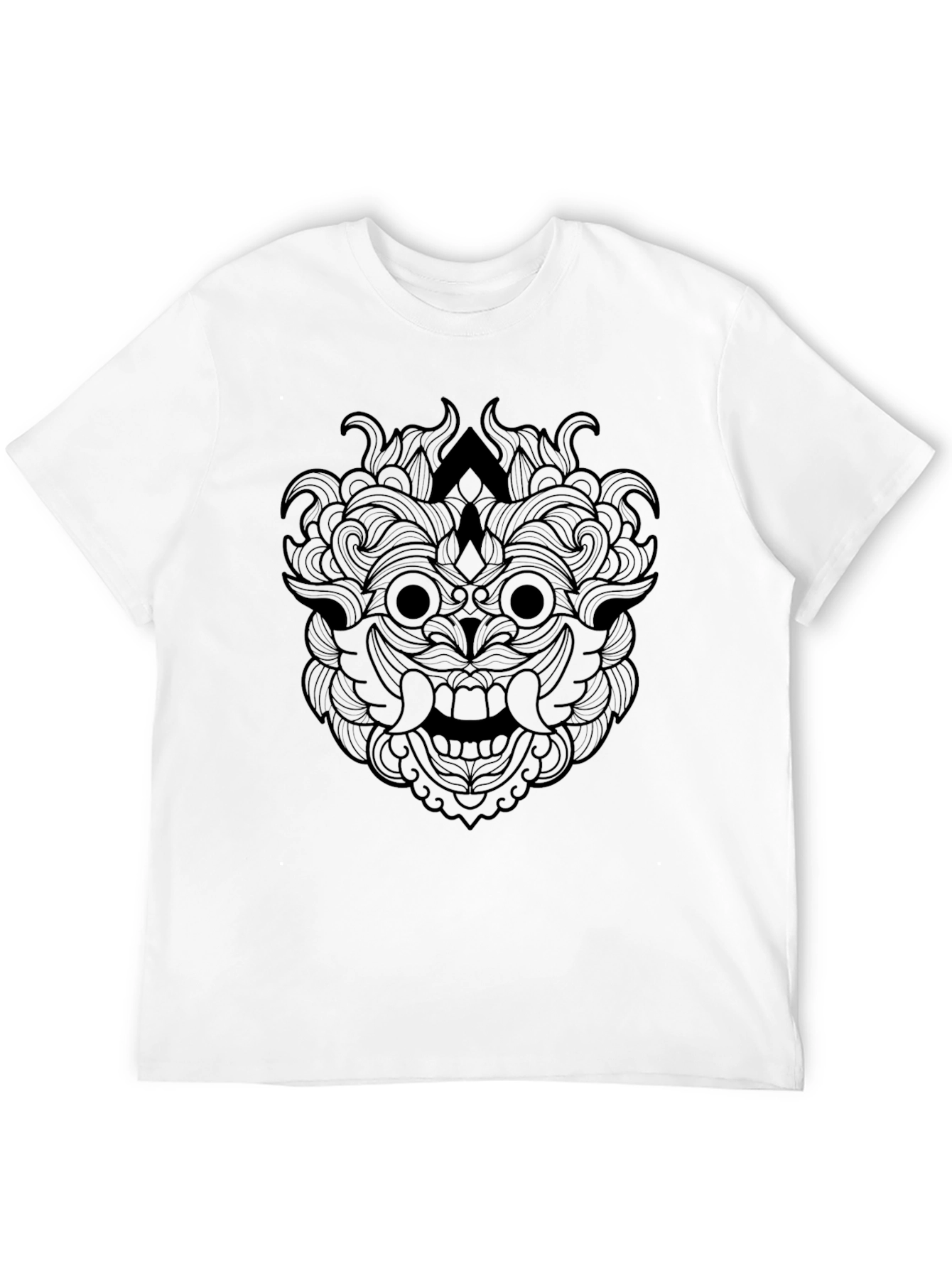 Black Graphic Tee - Intricate Mask Design