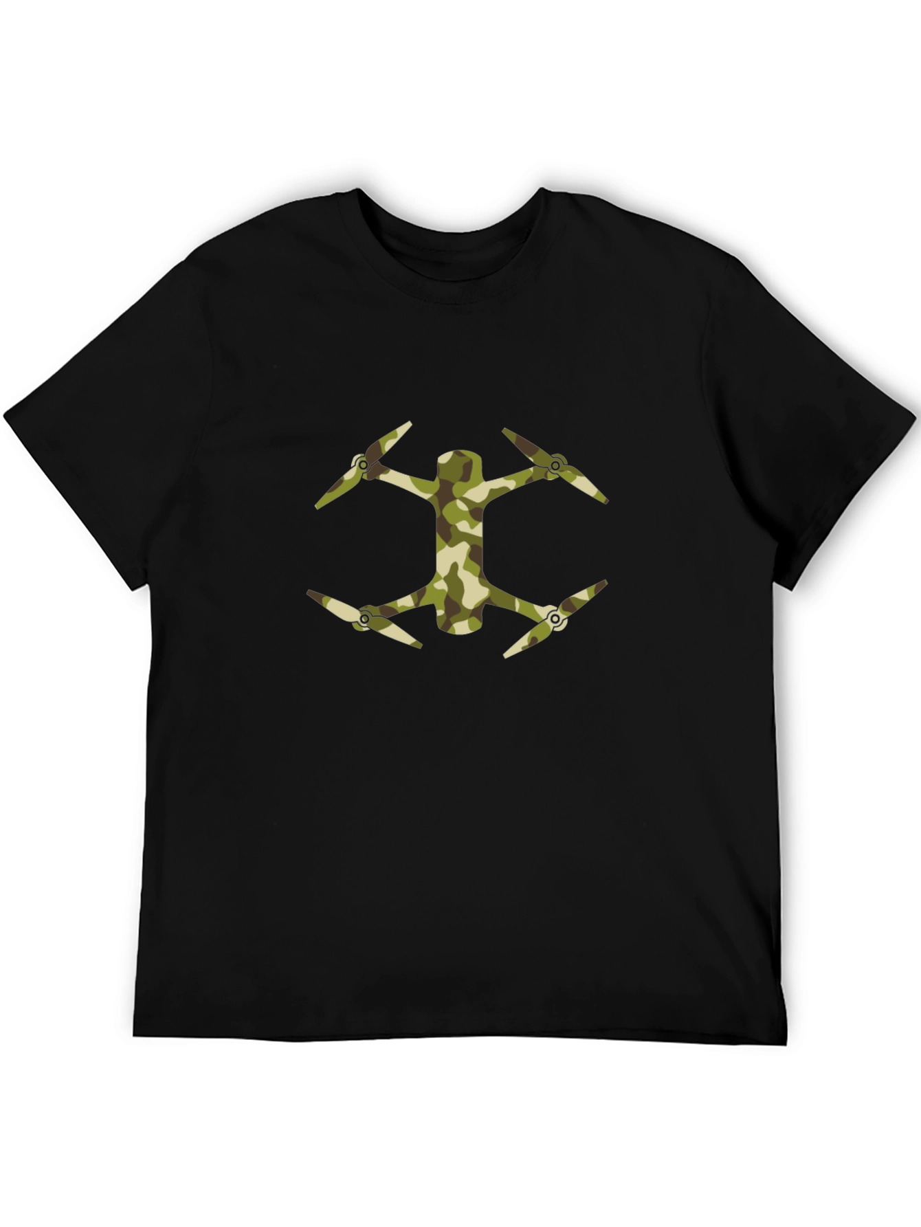 Camo Drone Graphic Tee - Black Casual Style