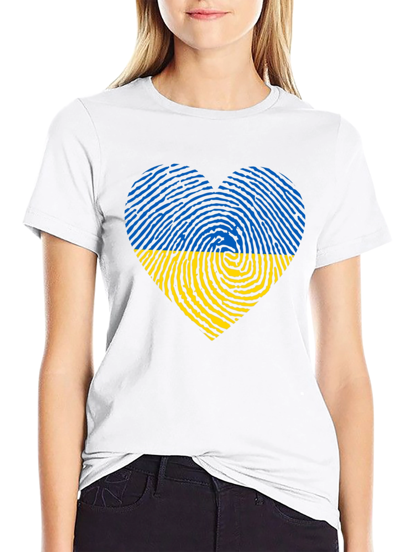 Ukraine Flag Heart Black T-Shirt