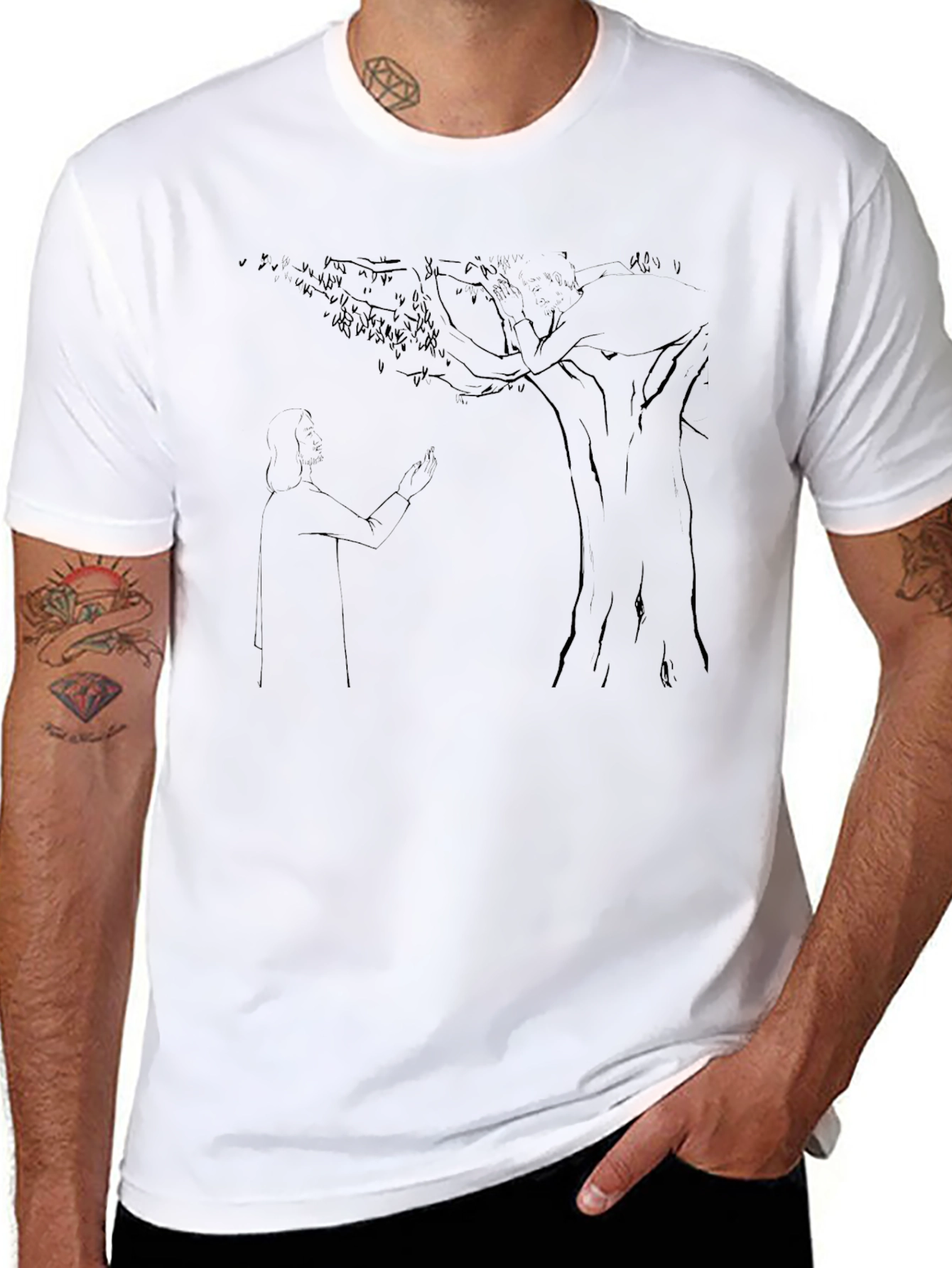 Mans Black T-Shirt with Nature Graphic