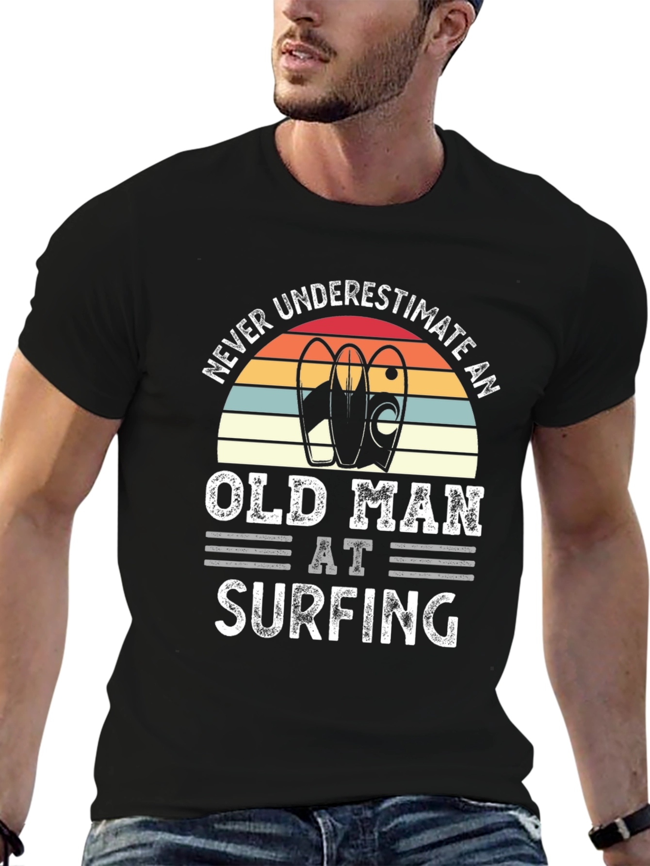 Never Underestimate Old Man Surfing T-Shirt