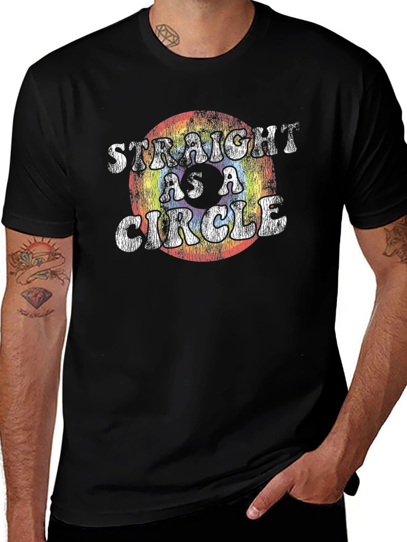 Straight as a Circle Graphic Tee - Black