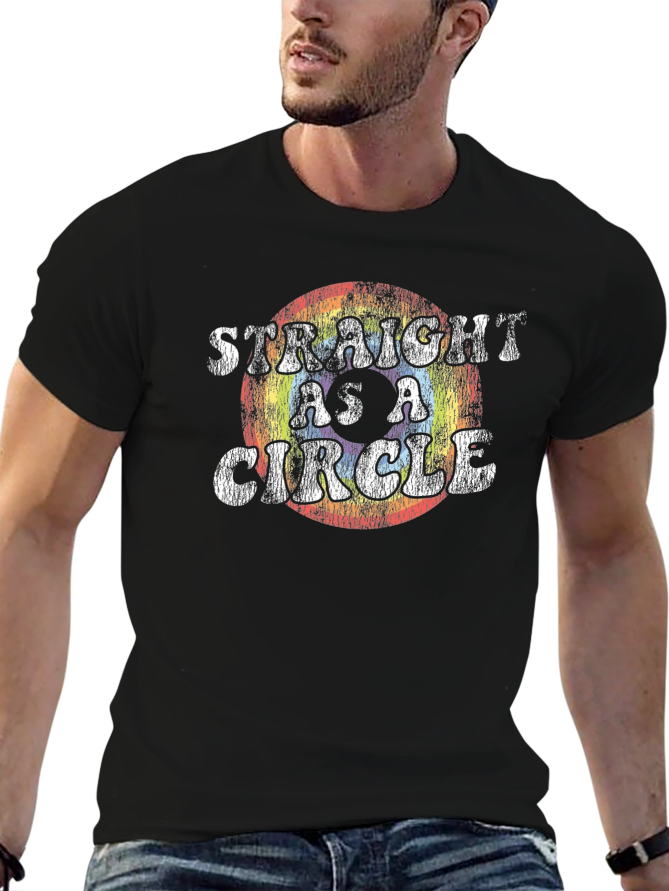 Straight as a Circle Graphic Tee - Black