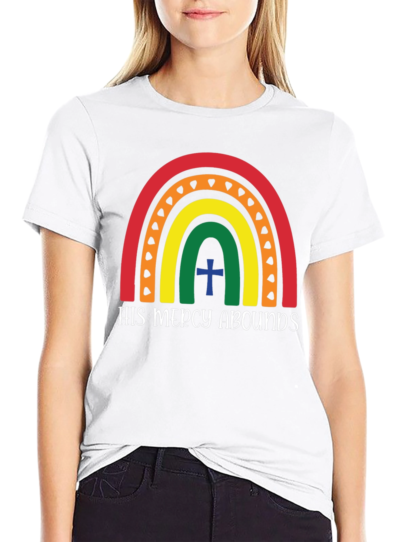His Mercy Abounds Rainbow Graphic Tee