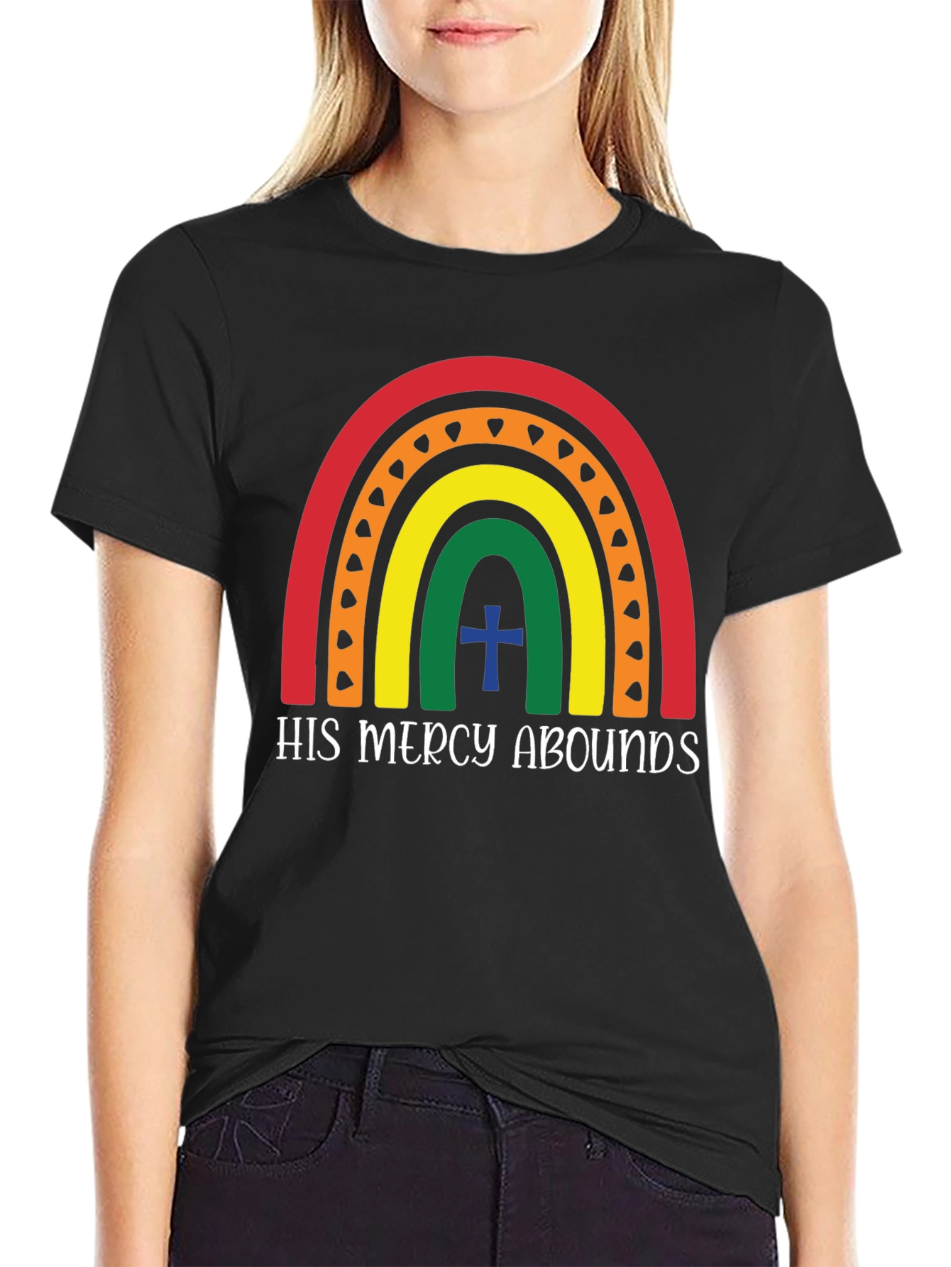 His Mercy Abounds Rainbow Graphic Tee