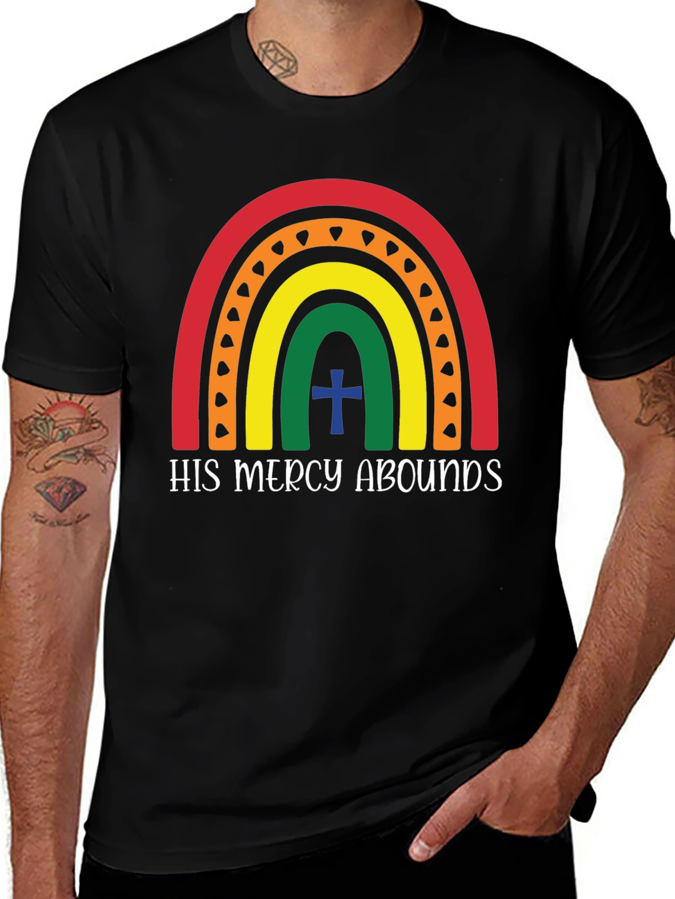 His Mercy Abounds Rainbow Graphic Tee