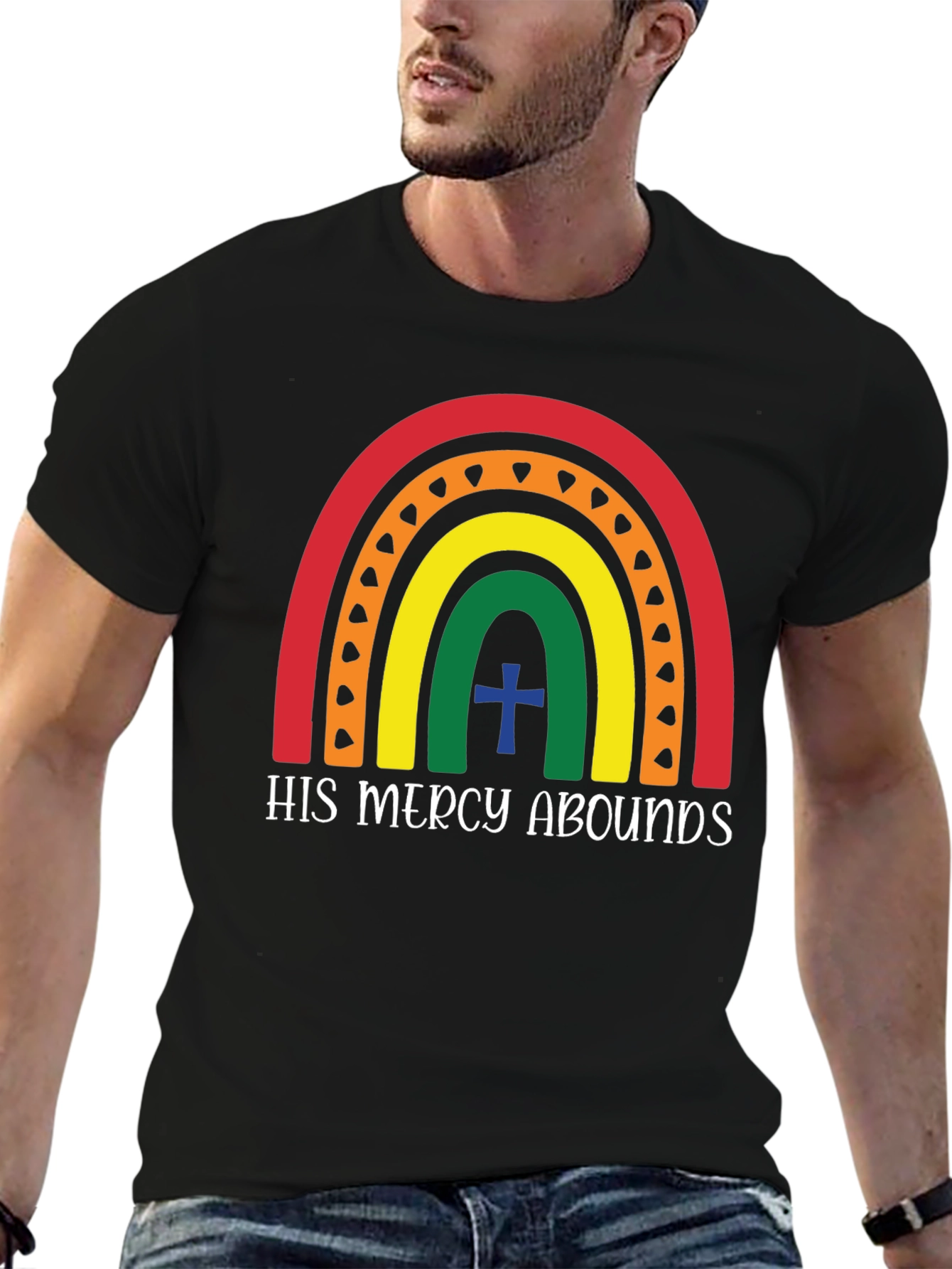His Mercy Abounds Rainbow Graphic Tee