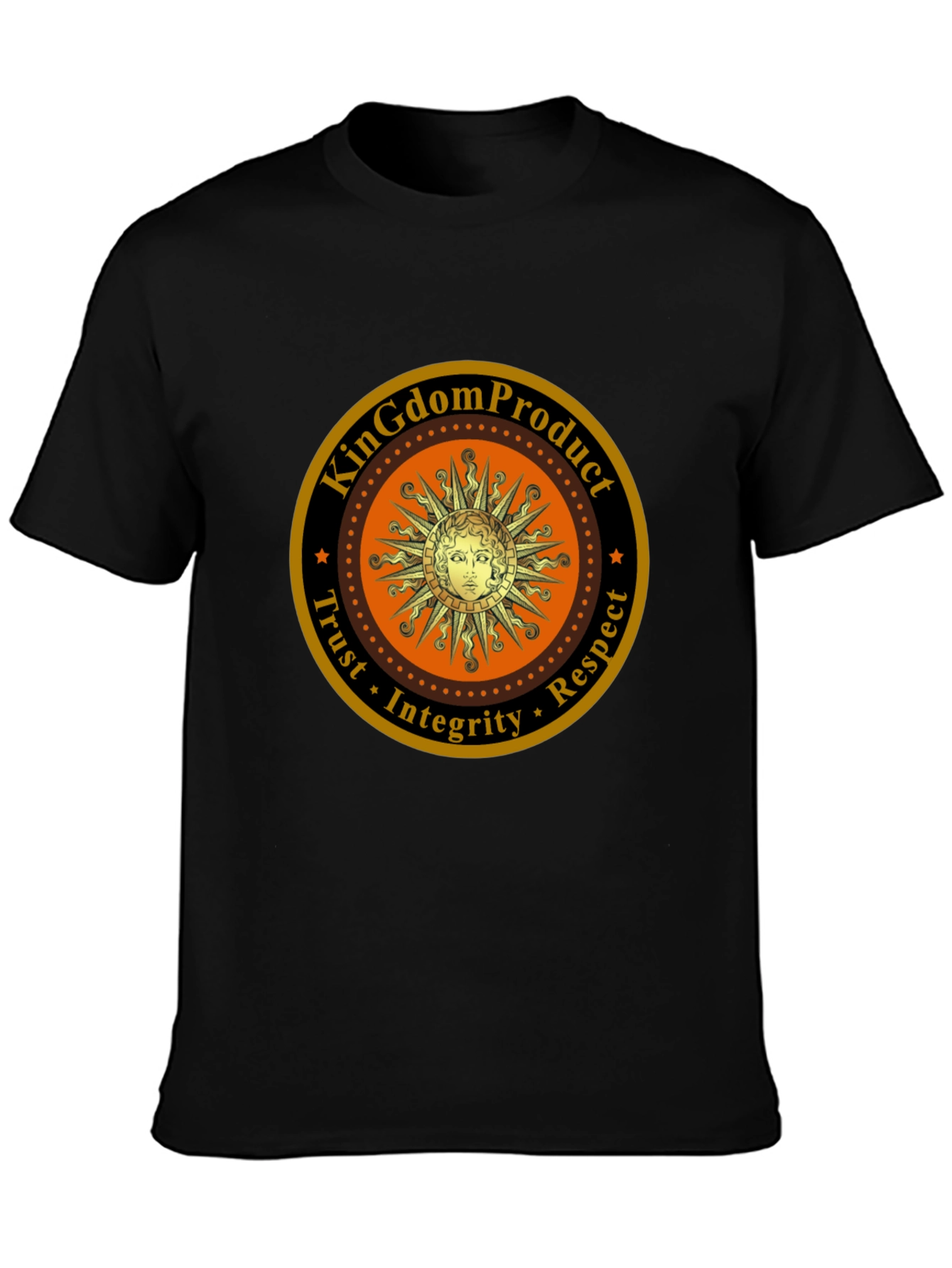 Kingdom Product Black T-Shirt with Sun Logo