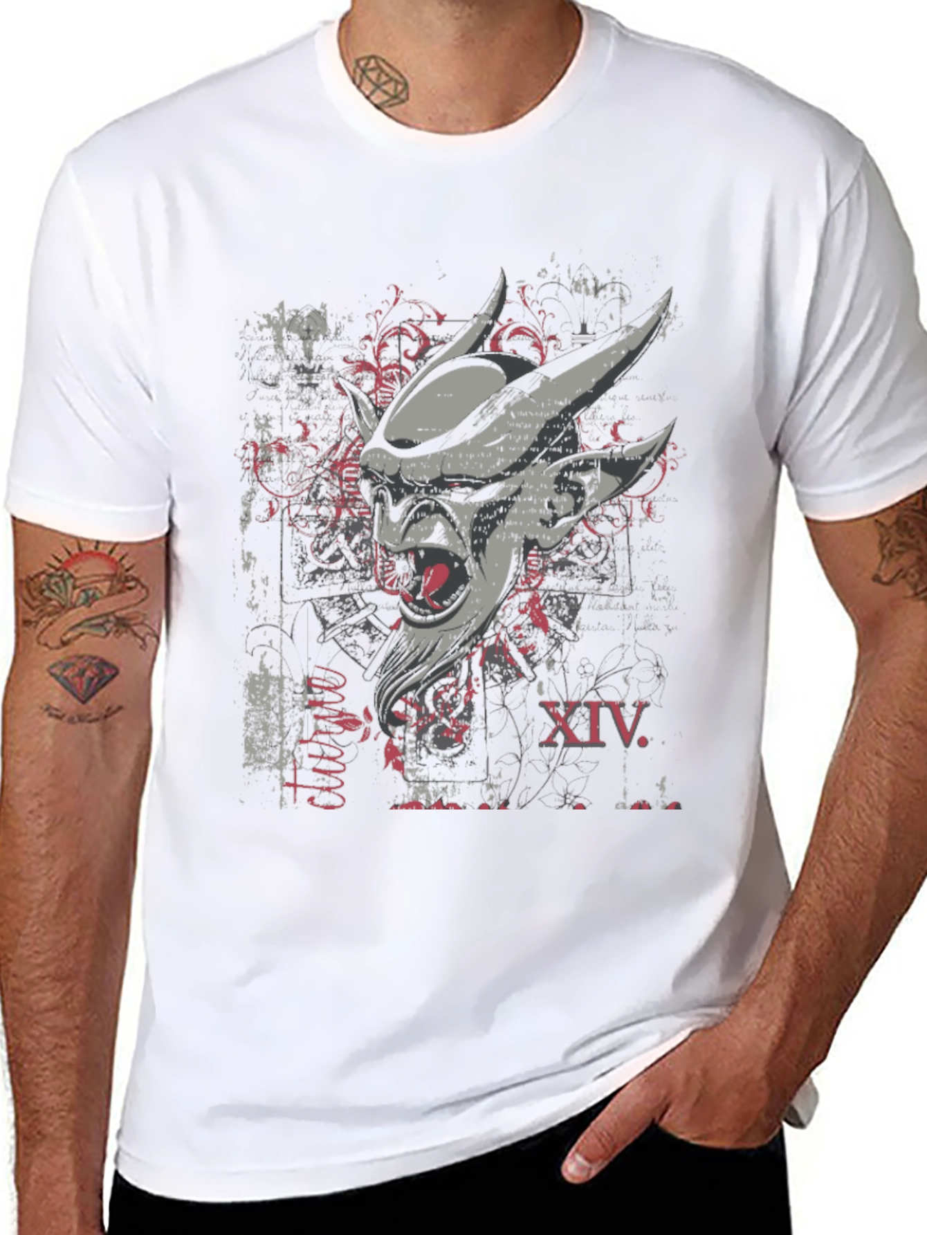 Edgy Graphic Print Mens Black T-Shirt