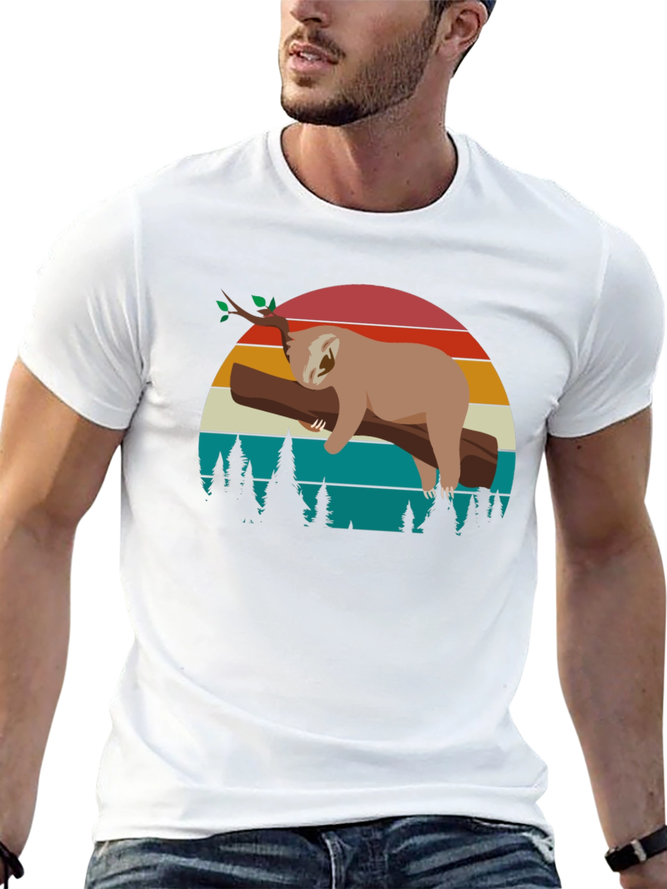 Retro Sloth Graphic Tee -  Relaxed Vibe