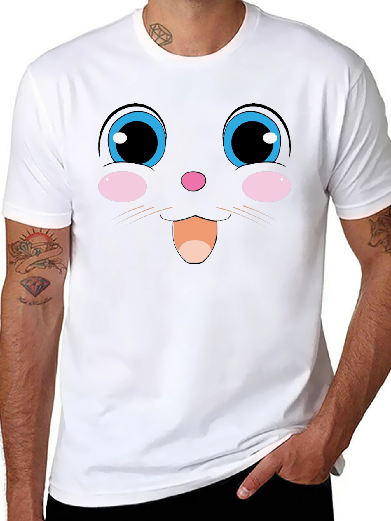Cute Cartoon Face Graphic T-Shirt