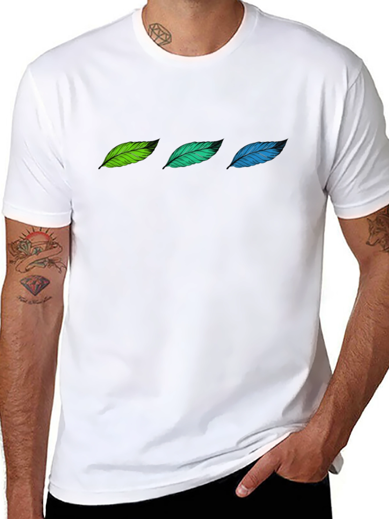 Feather Trio Black T-Shirt | Stylish & Comfortable