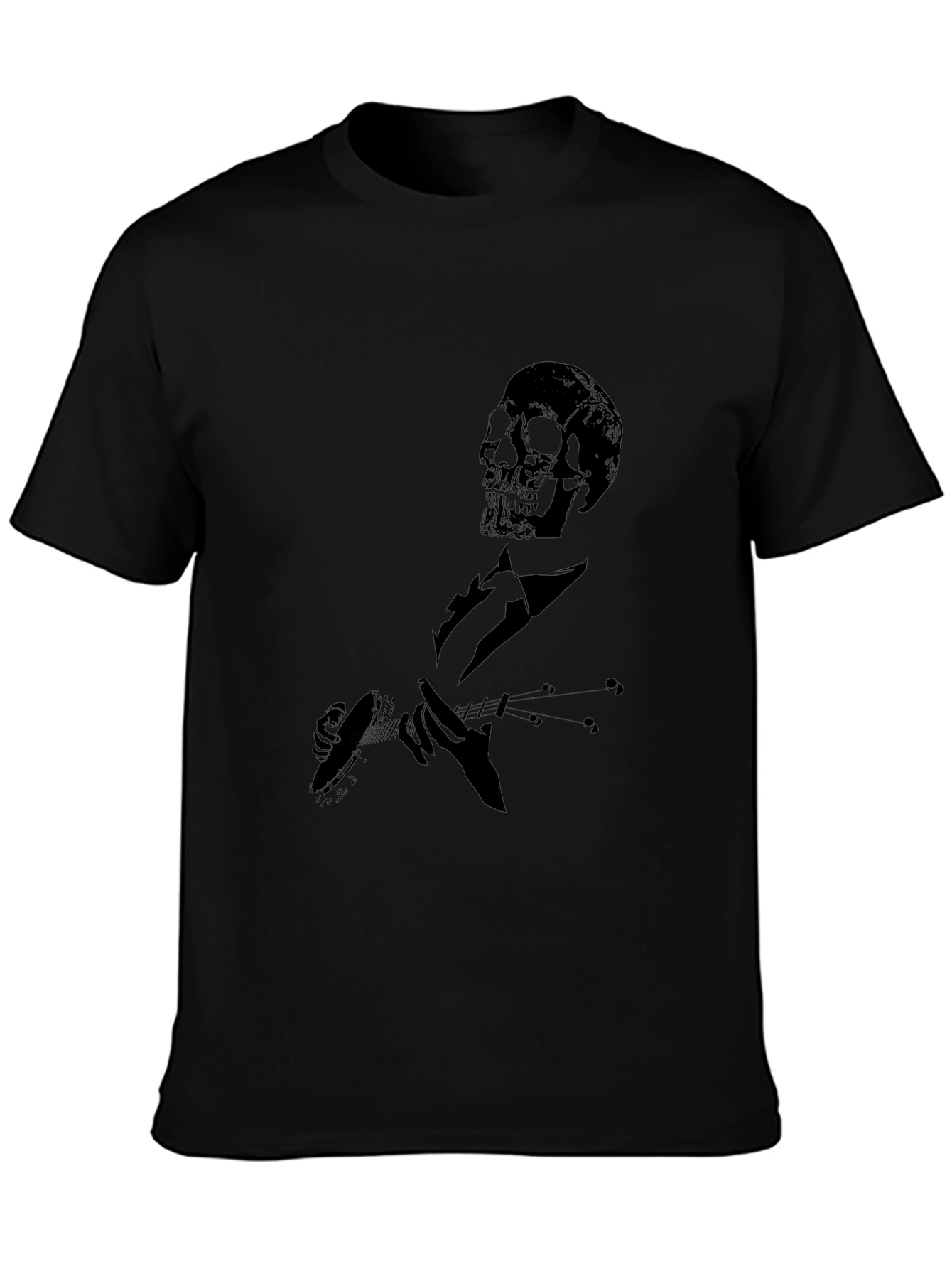 Skull Guitarist Graphic Tee - Mens Black T-Shirt