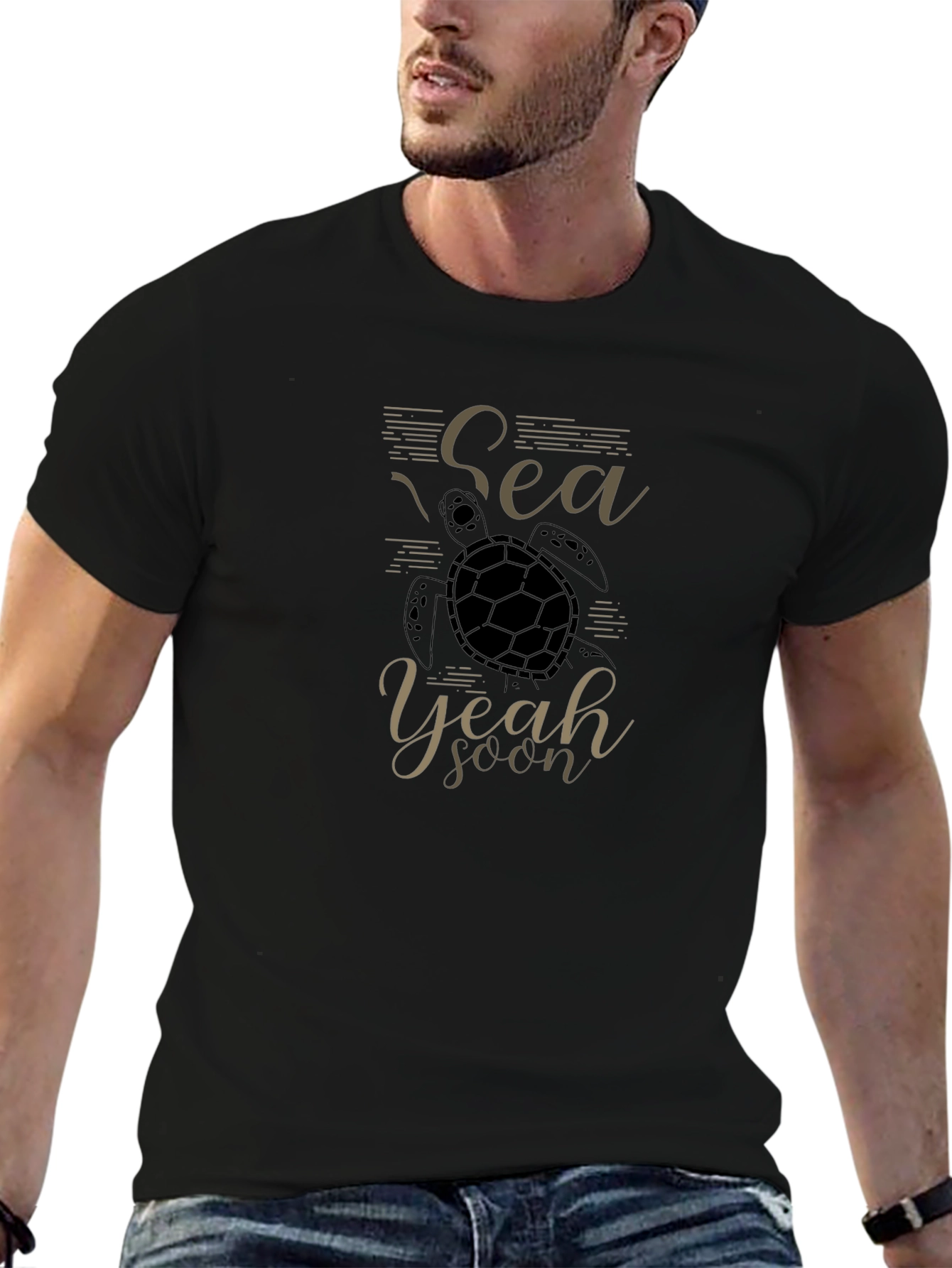 Sea Turtle Graphic T-Shirt - Black