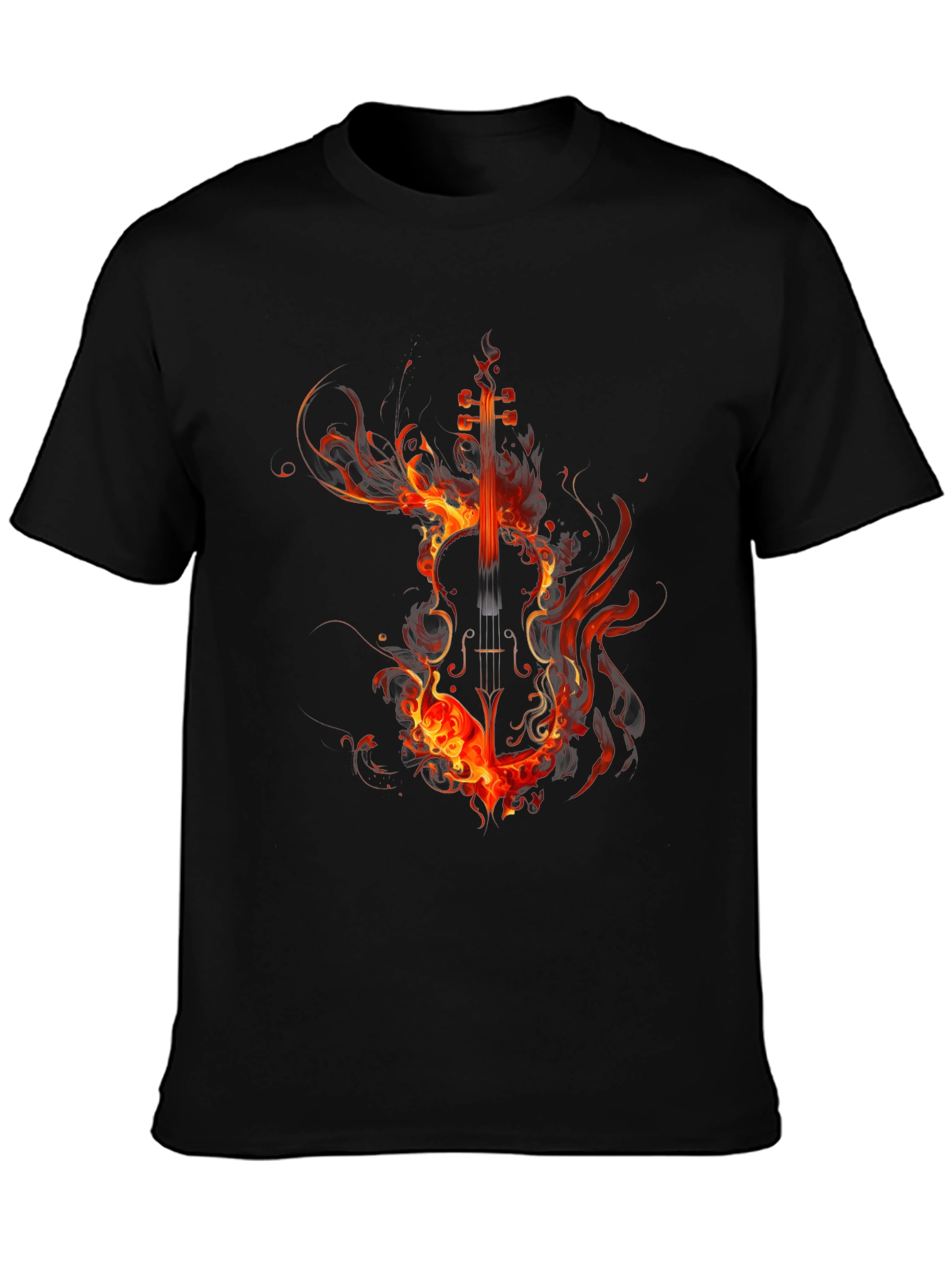 Fiery Violin Graphic T-Shirt - Black