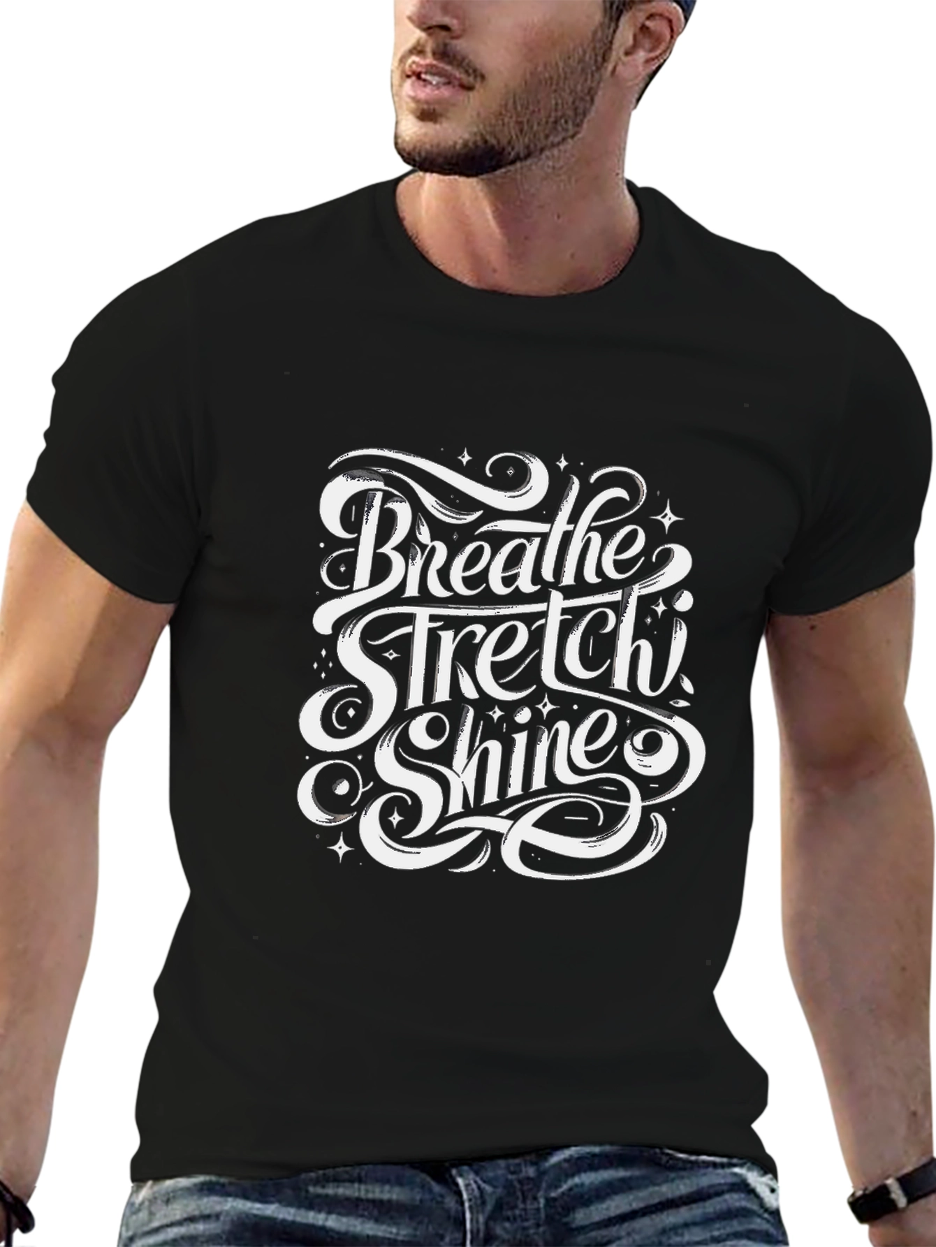 Breathe Stretch Shine Graphic T-Shirt - Black