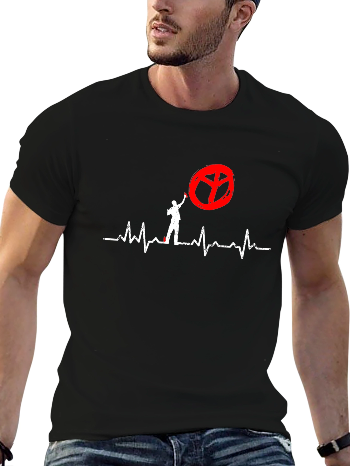 Peace Sign Heartbeat Graphic T-Shirt