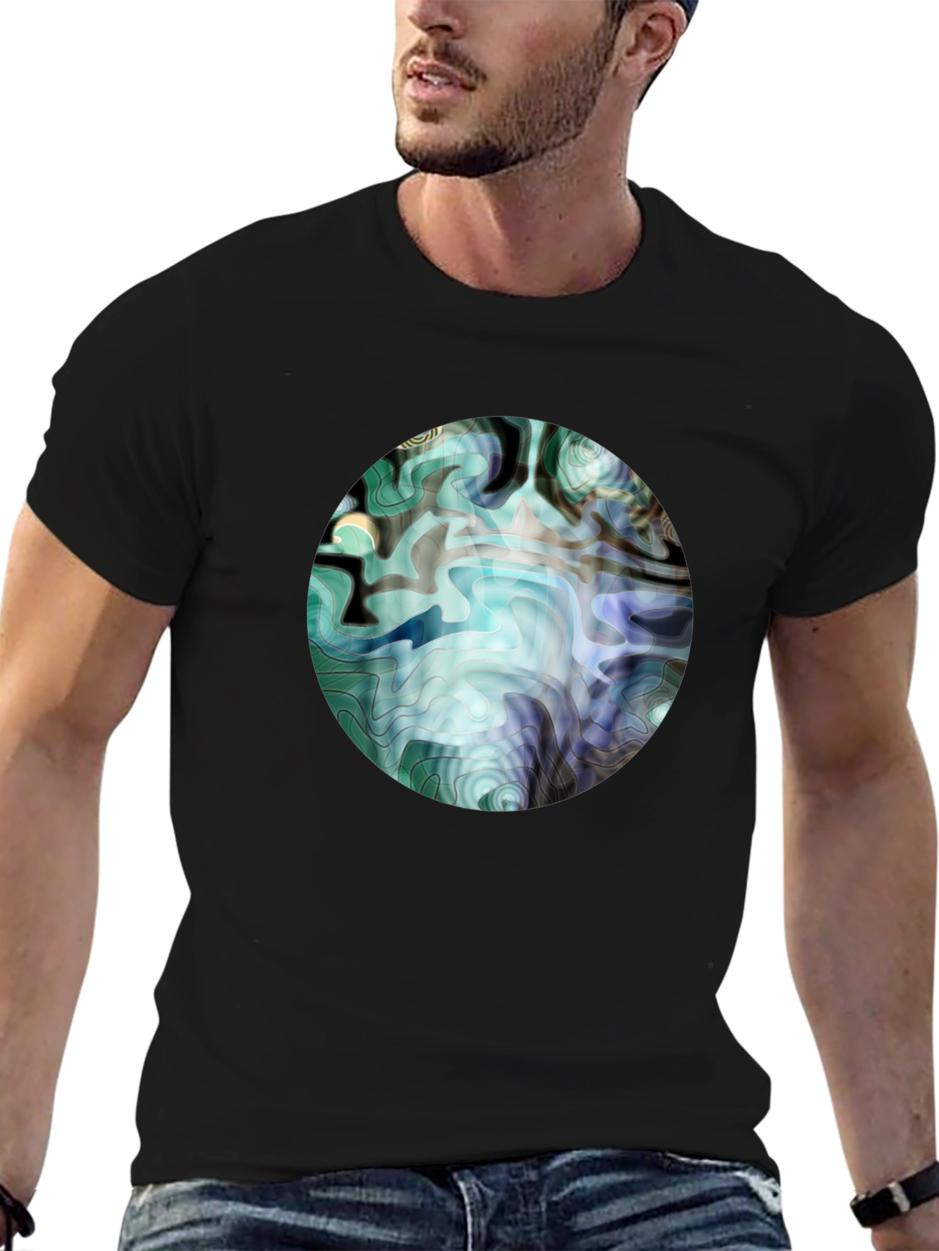 Abstract Graphic Print Black T-Shirt