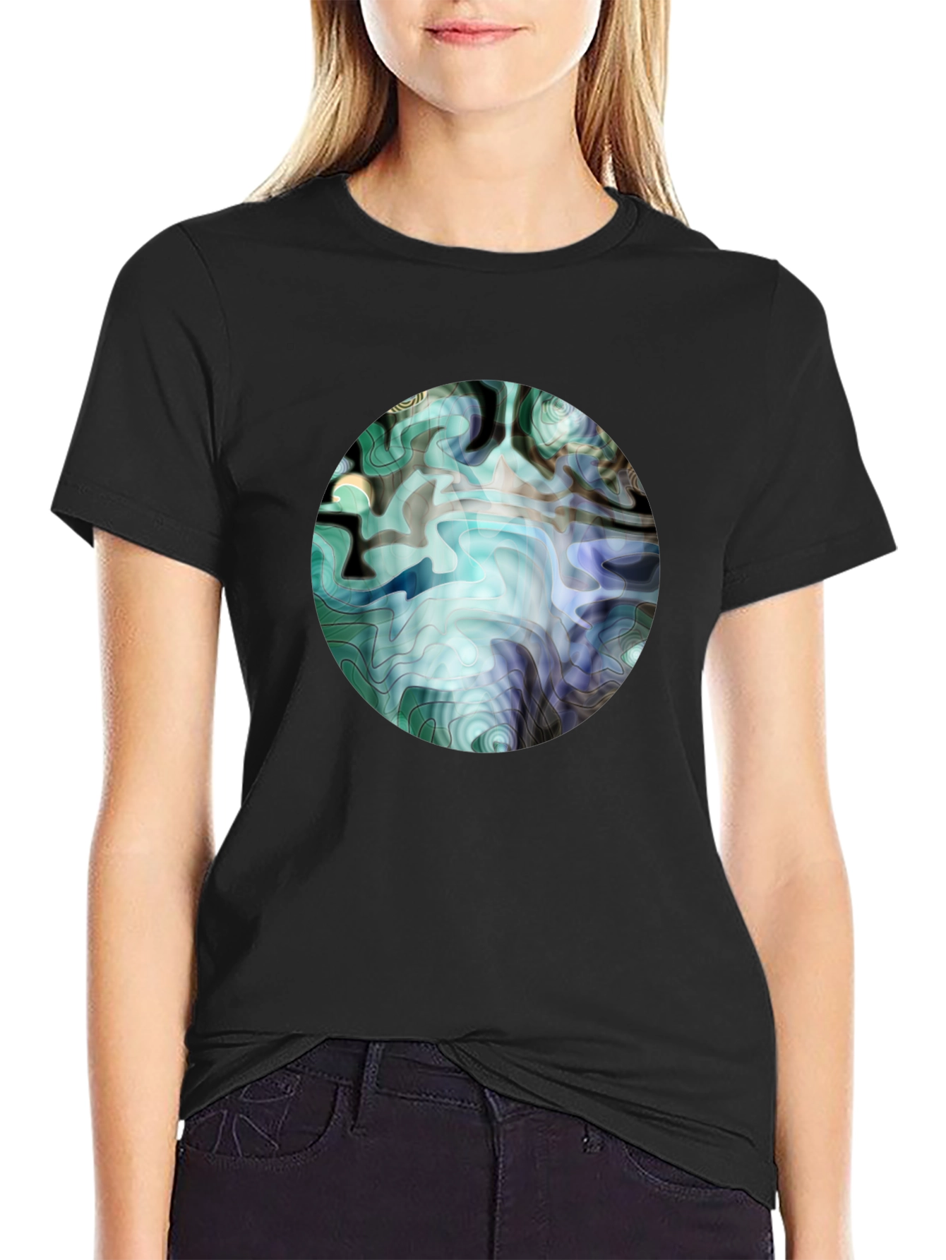 Abstract Graphic Print Black T-Shirt