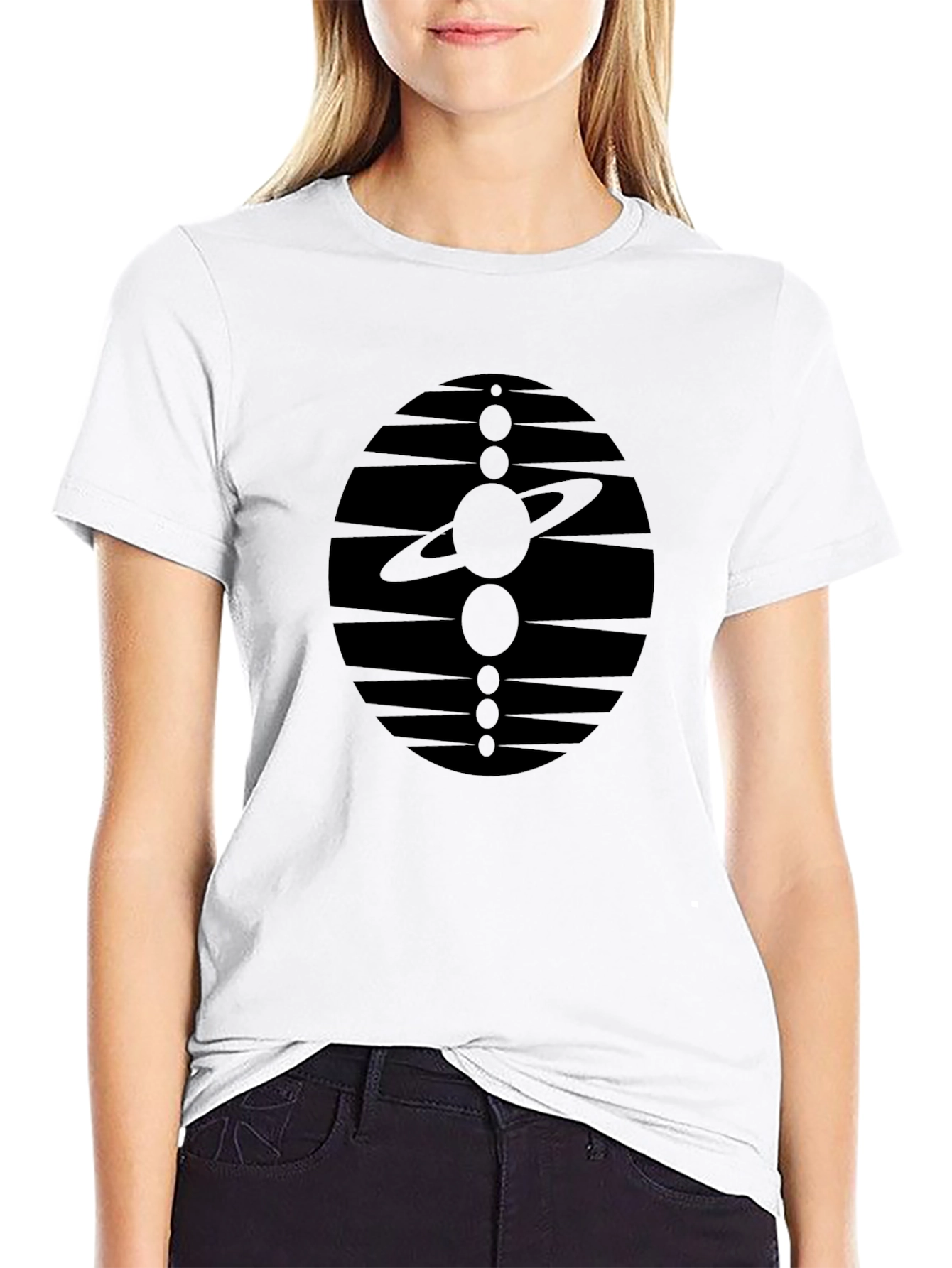 Cosmic Harmony Tee - Black Graphic Print