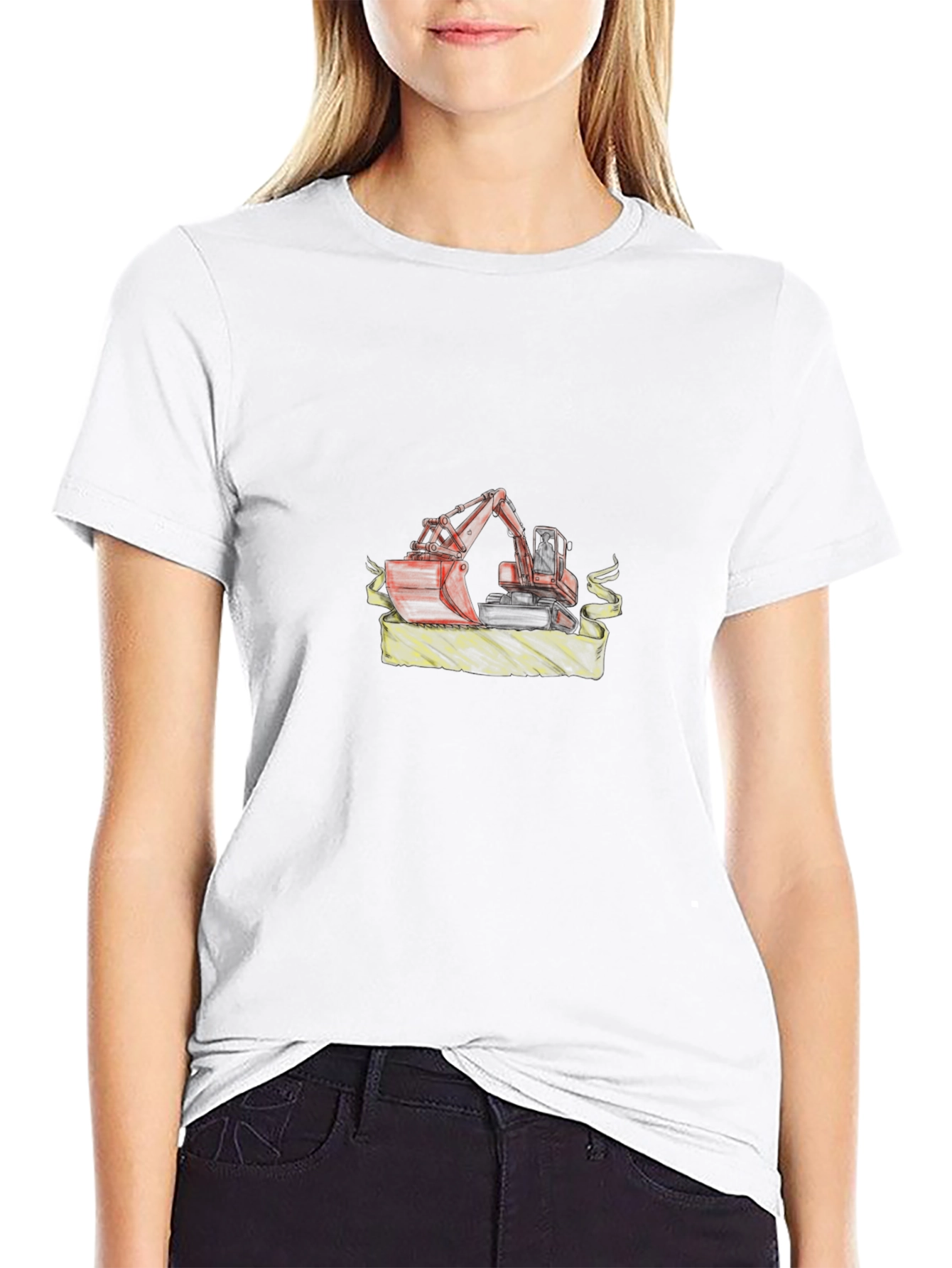 Excavator Graphic Tee - Black Cotton Blend