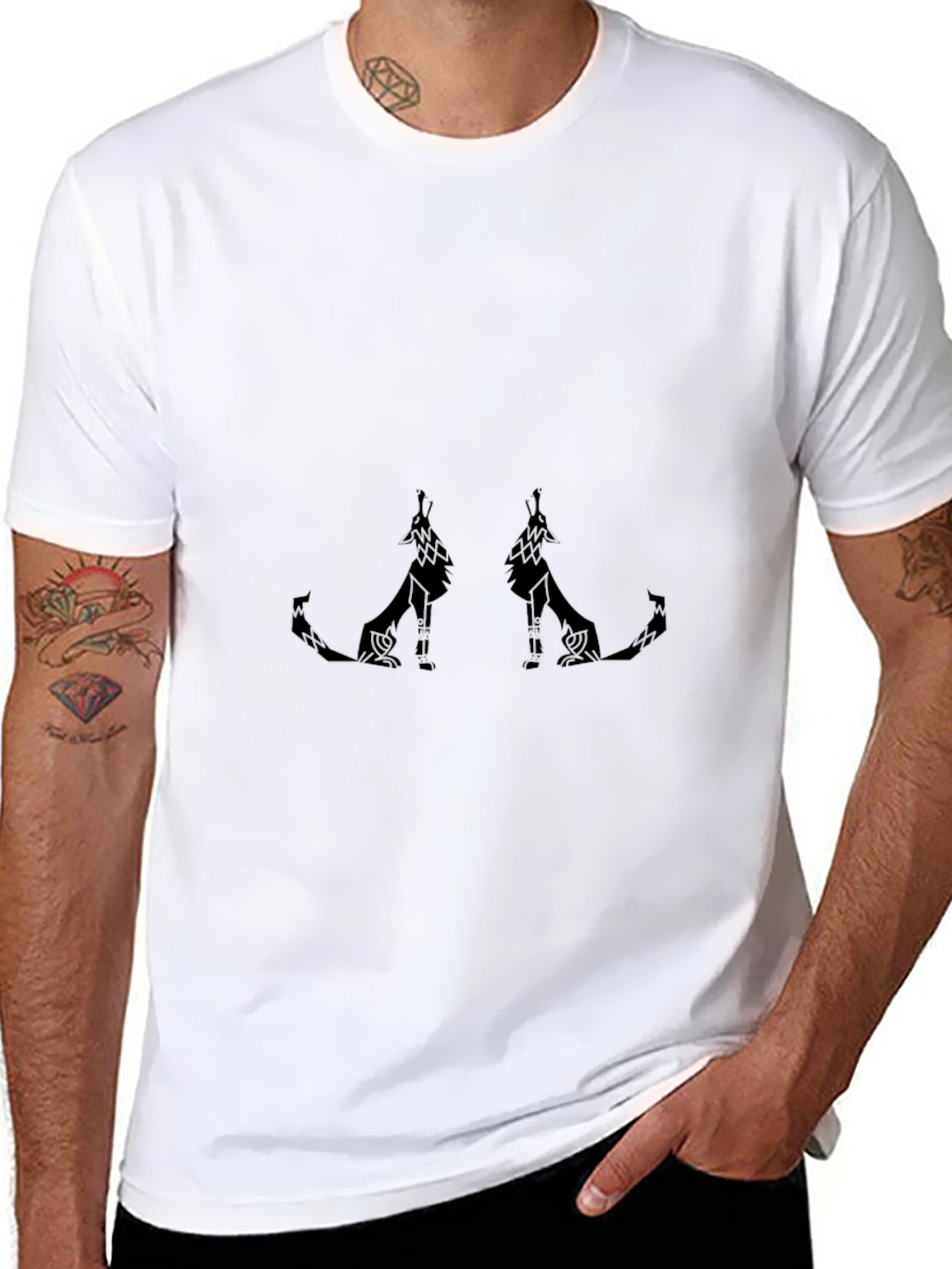 Stylish Black Wolf Graphic Tee