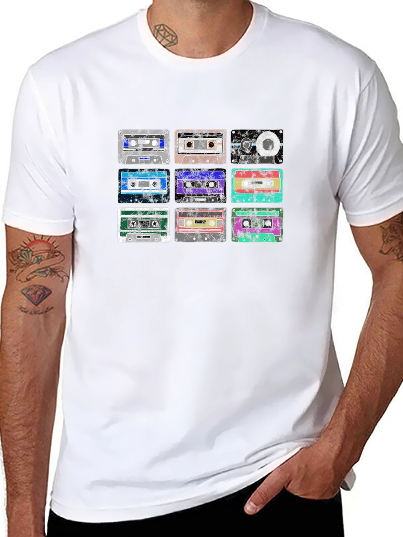 Retro Cassette Tape Graphic Tee - Black