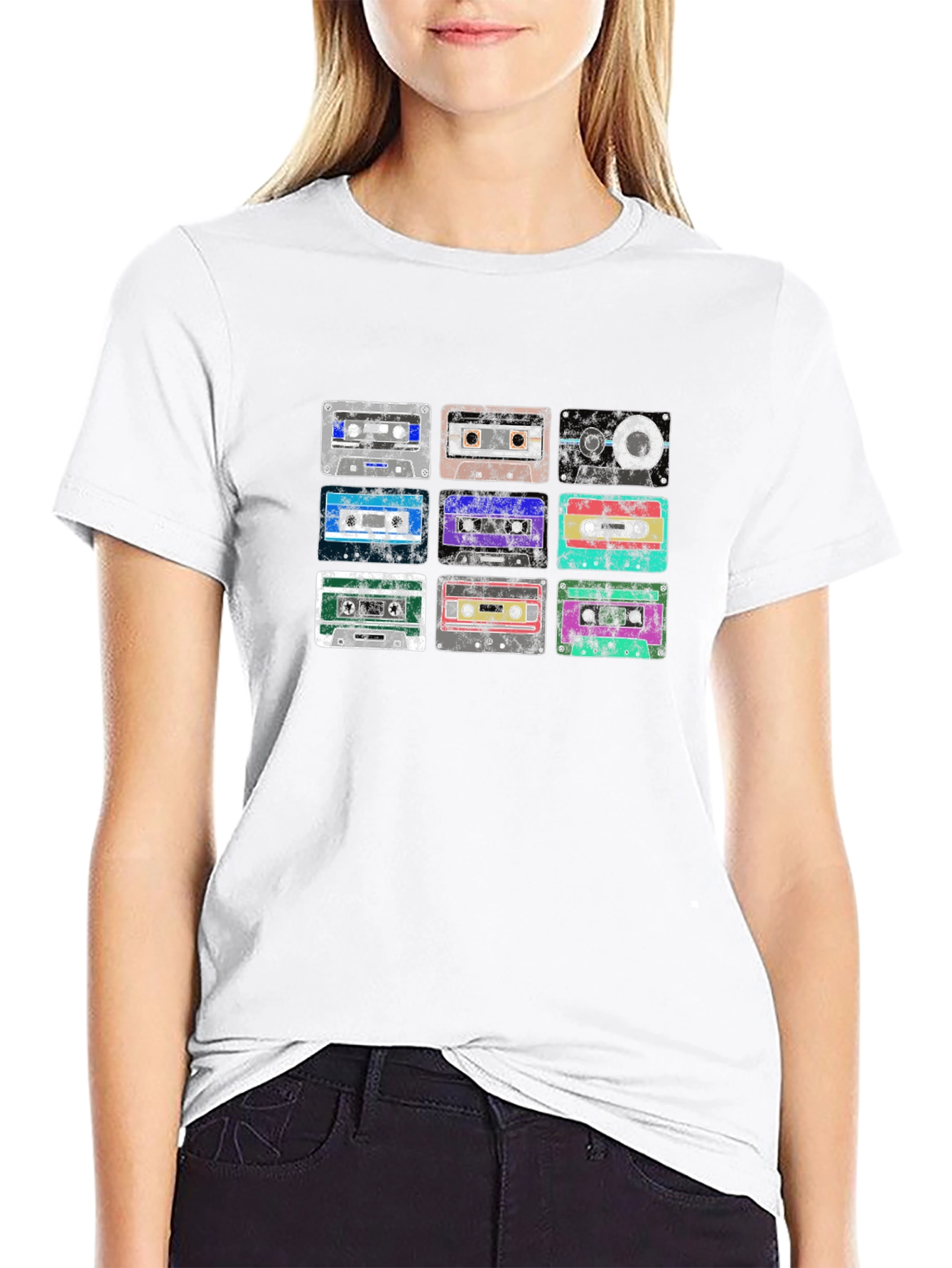 Retro Cassette Tape Graphic Tee - Black