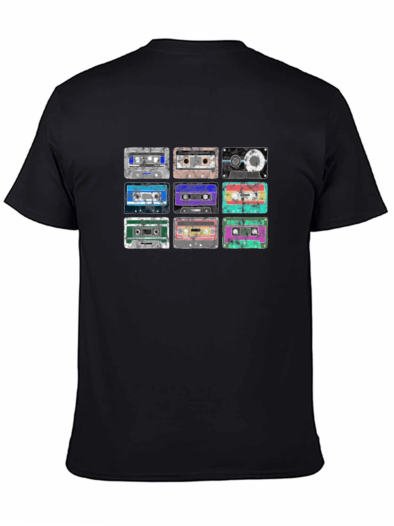 Retro Cassette Tape Graphic Tee - Black