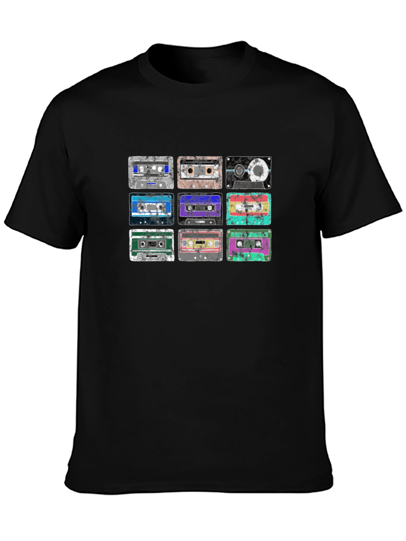Retro Cassette Tape Graphic Tee - Black