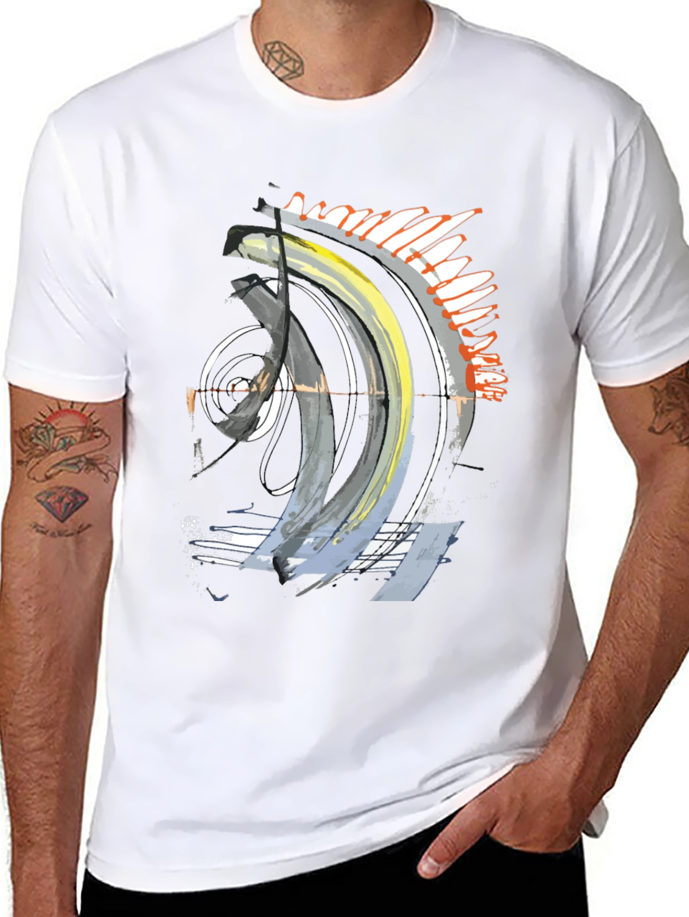 Abstract Art Graphic Tee - Stylish Black T-Shirt