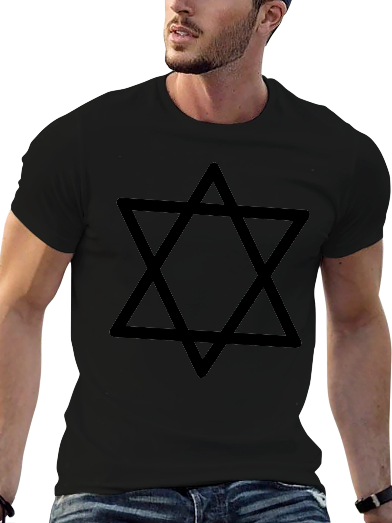 Star of David Mens Black Graphic Tee