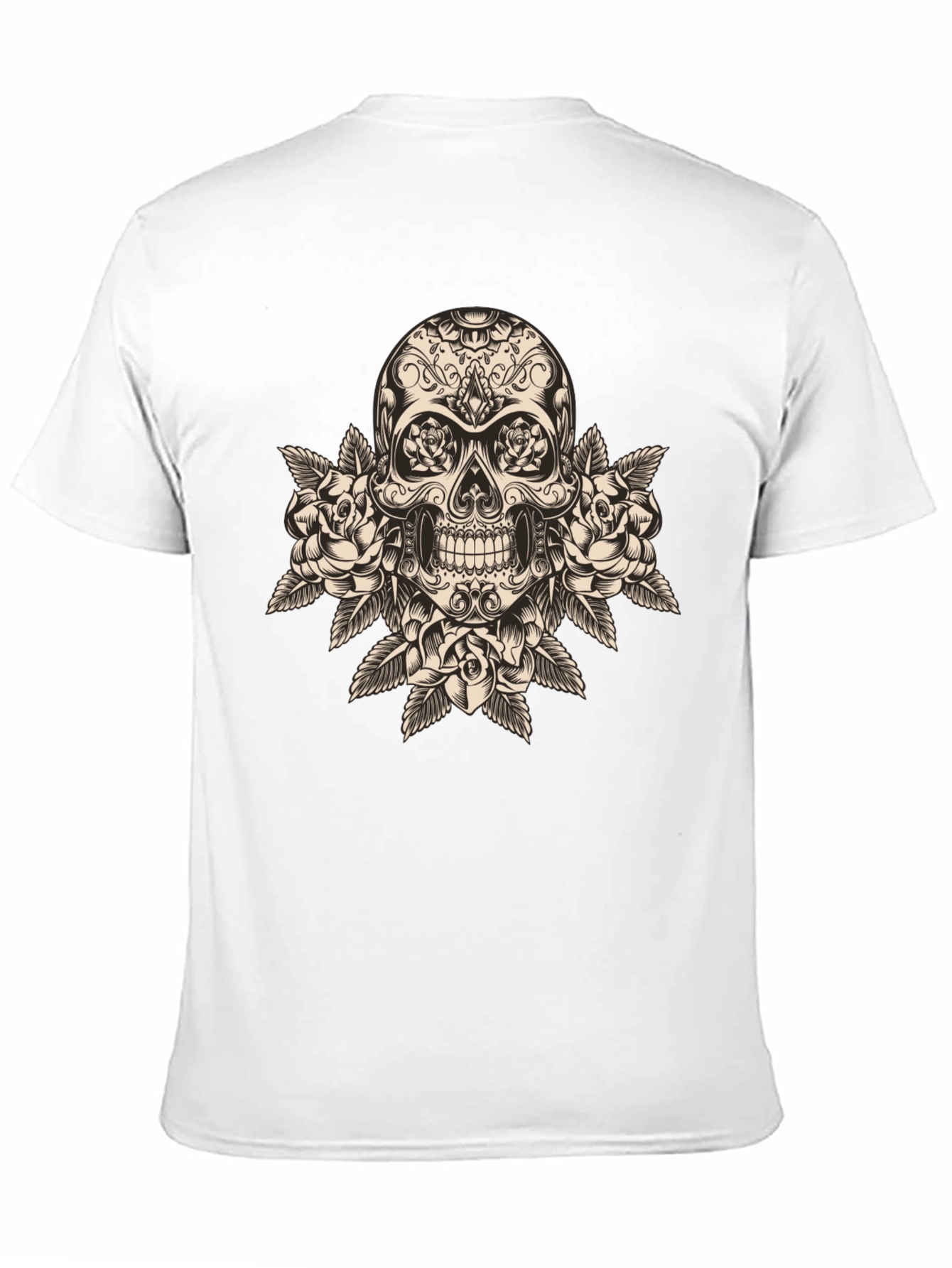 Skull and Roses Graphic Tee - Black