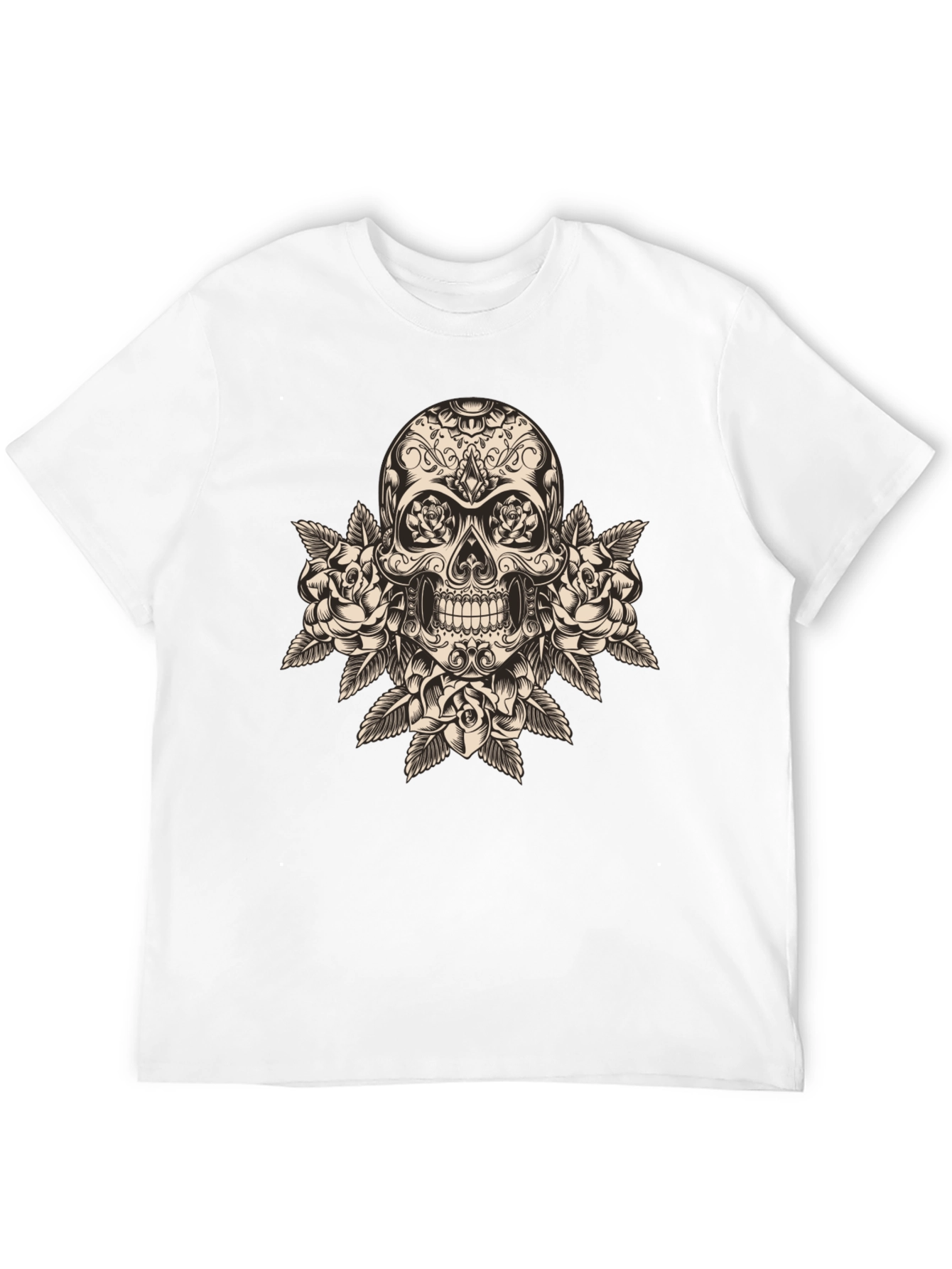 Skull and Roses Graphic Tee - Black