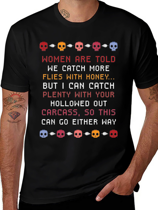 Humorous Skull Pixel Art T-Shirt